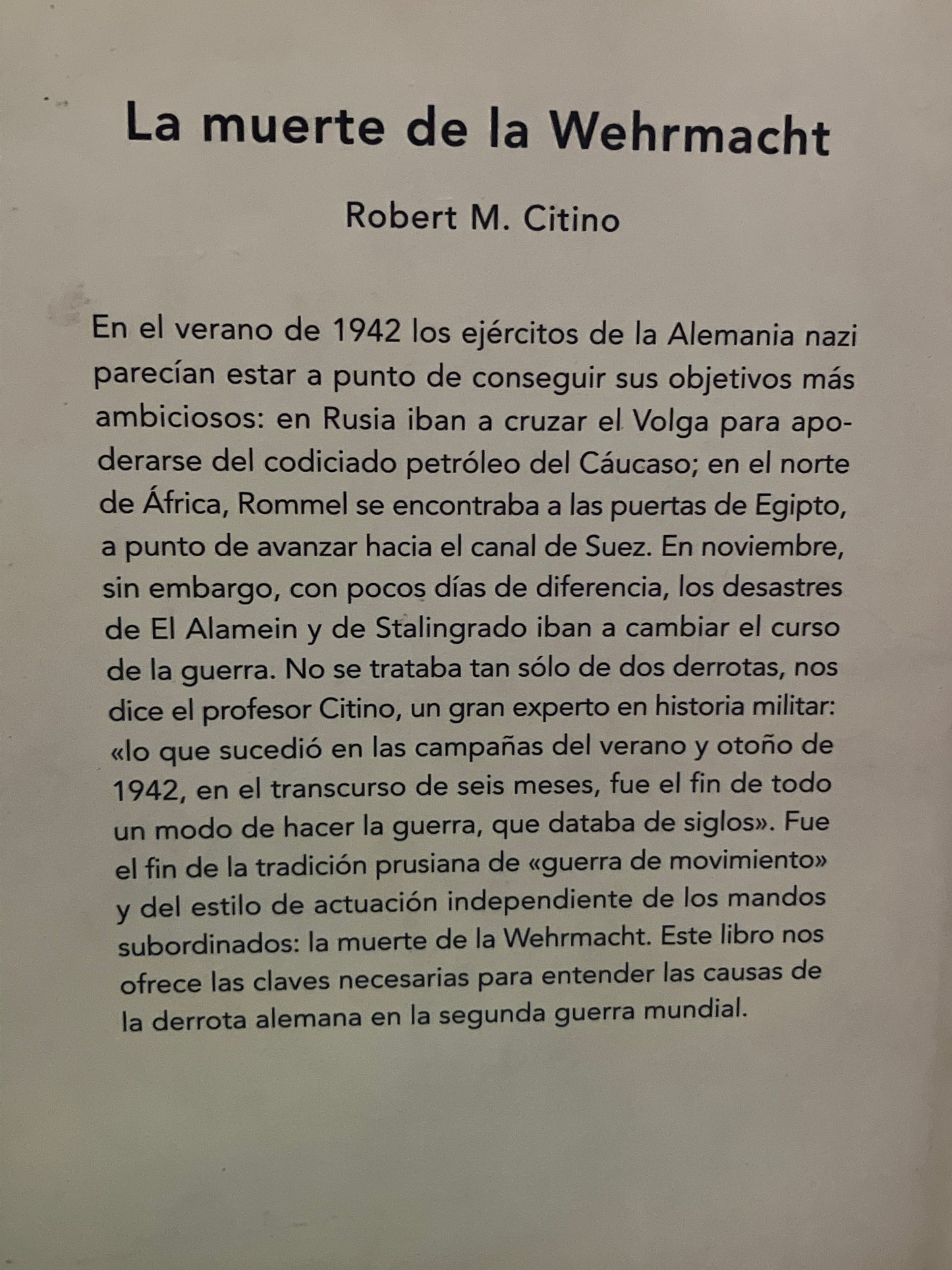 LA MUERTE DE LA WEHRMACHT POR ROBERT M CITINO USADO HISTORIA ALDAMA