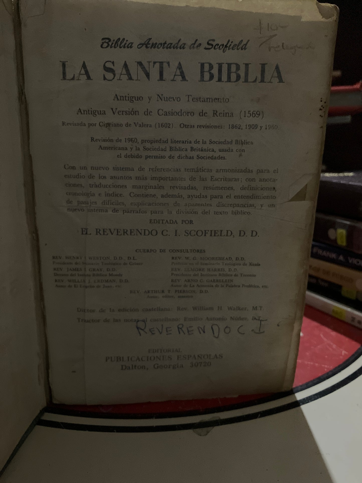 BIBLIA ANOTADA DE SCOFIELD LA SANTA BIBLIA ANTIGUA VERSION DE CASIODORO DE REINA 1569 USADO RELIGIÓN LITERARIO 207