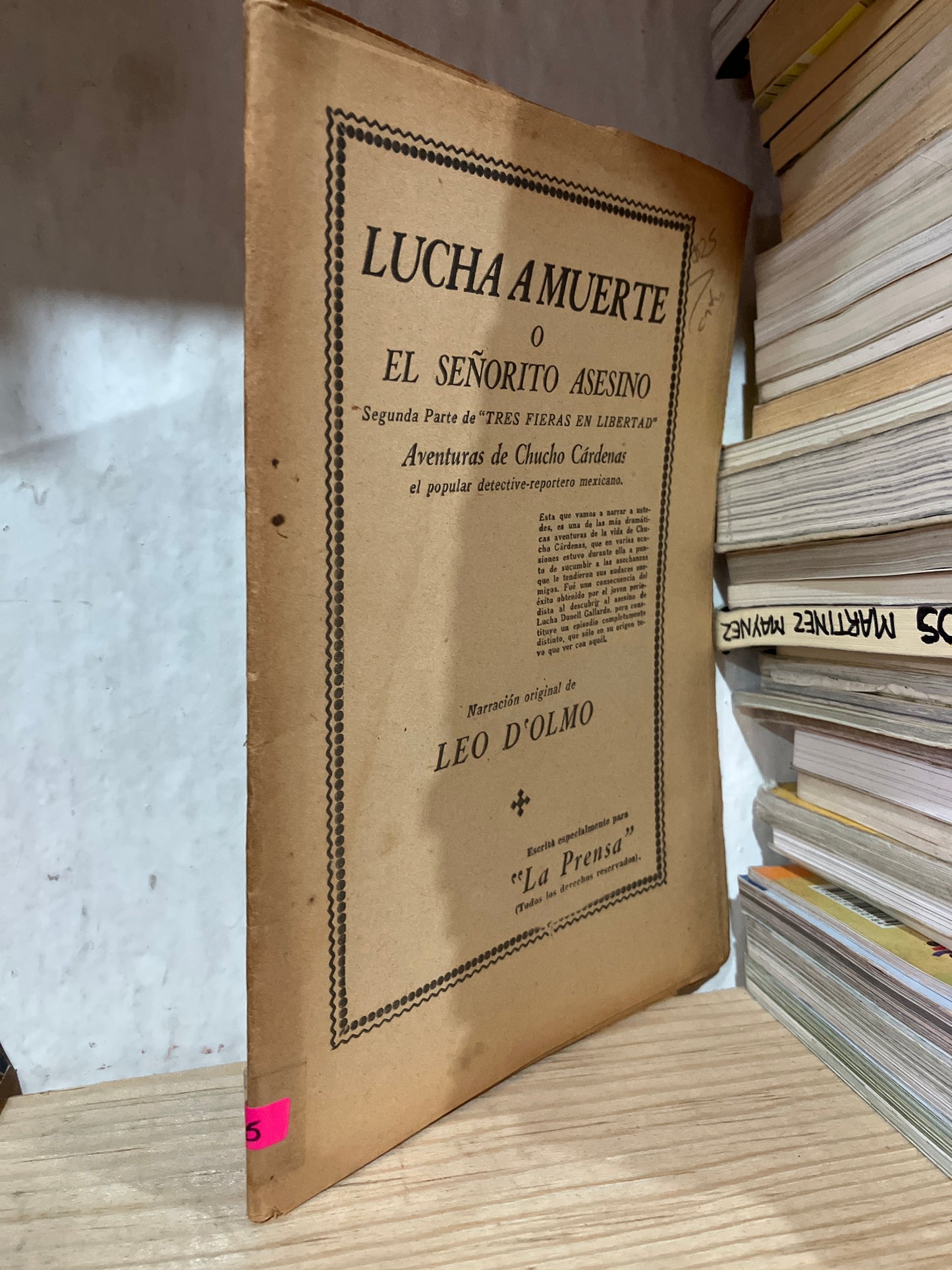 LUCHA A MUERTE O EL SEÑORITO ASESINO POR LEO DOLMO USADO ANTIGUOS ALDAMA