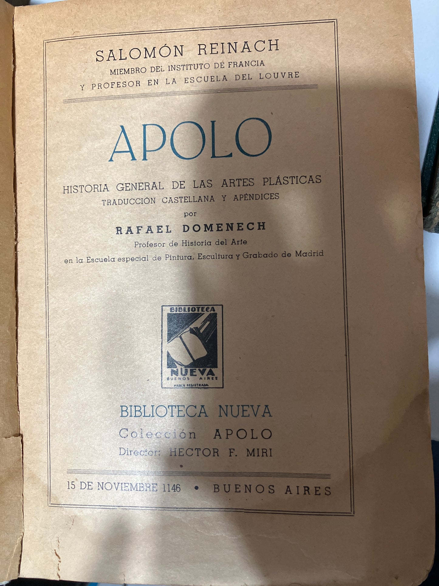 APOLO HISTORIA GENERAL DE LAS ARTES PLÁSTICAS POR RAFAEL DOMENECH USADO ANTIGUOS JUAREZ