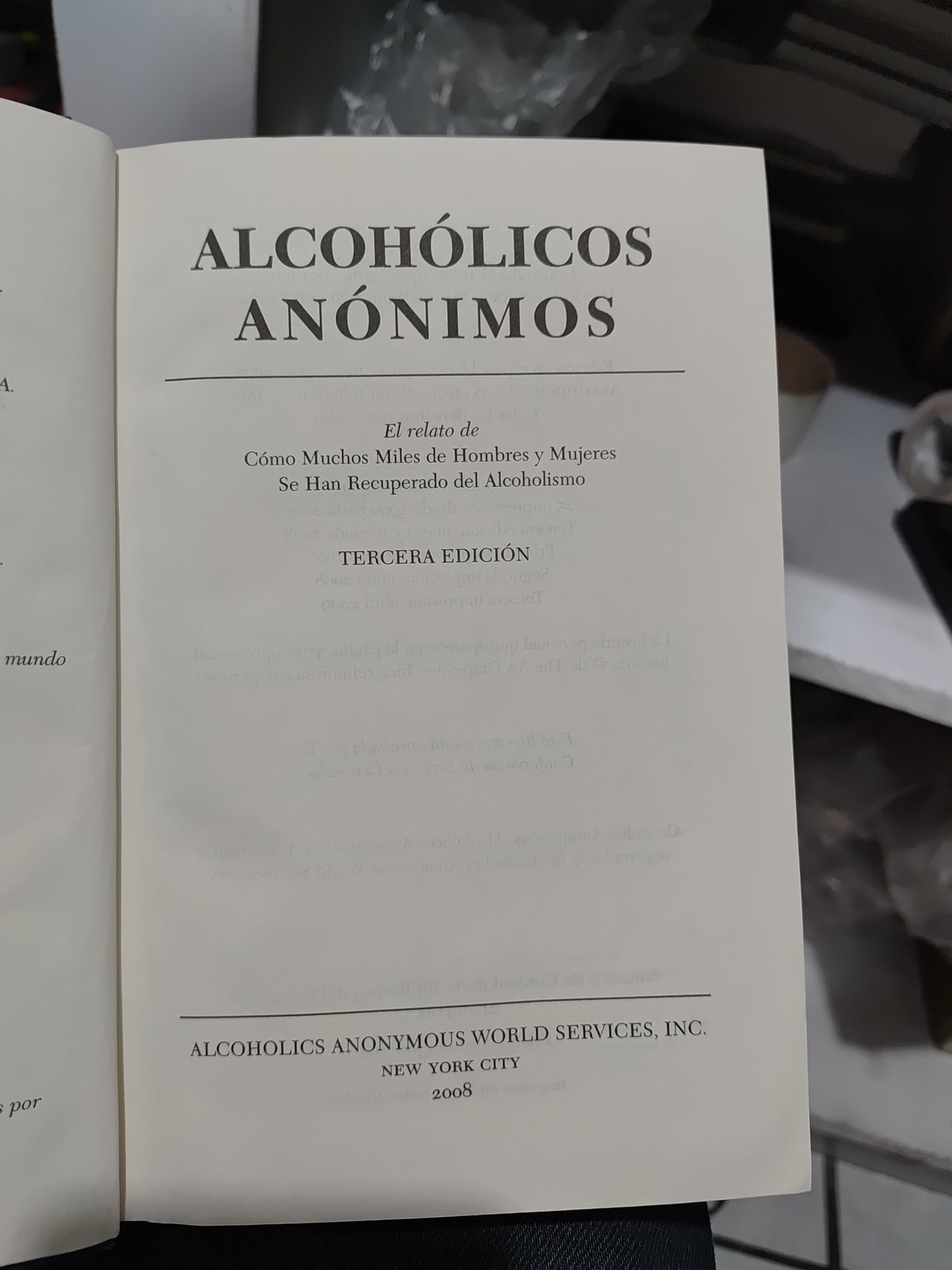 ALCOHOLICOS ANONIMOS TERCERA EDICIÓN POR GRUPO AA USADO SUP PERSONAL JUAREZ