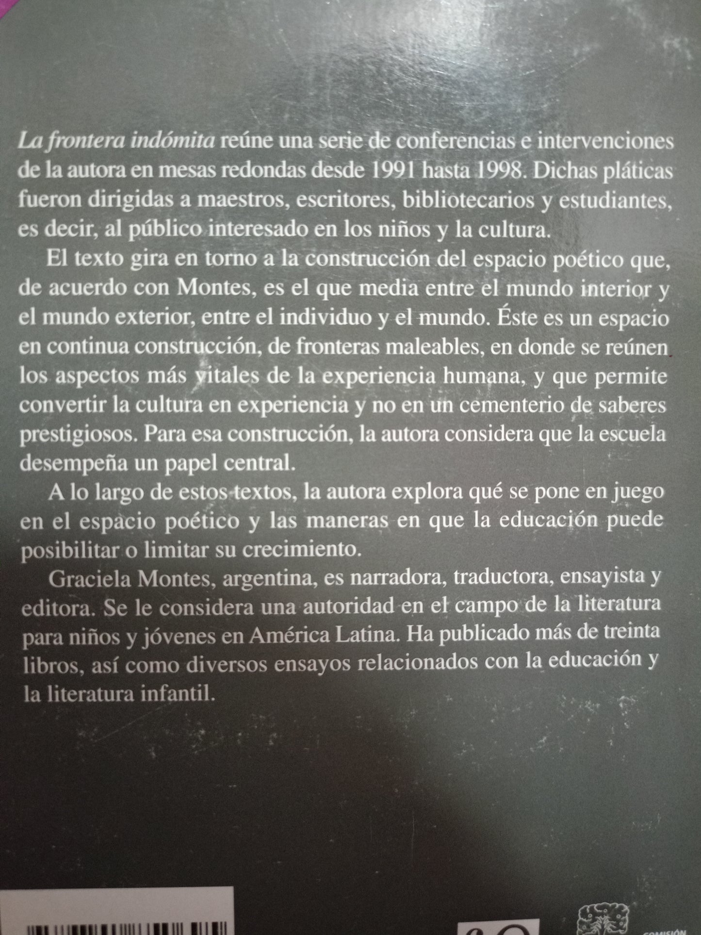 LA FRONTERA INDOMITA EN TORNO A LA CONSTRUCCION Y DEFENSA DEL ESPACIO POETICO POR GRACIELA MONTES USADO POESIA LITERARIO #305