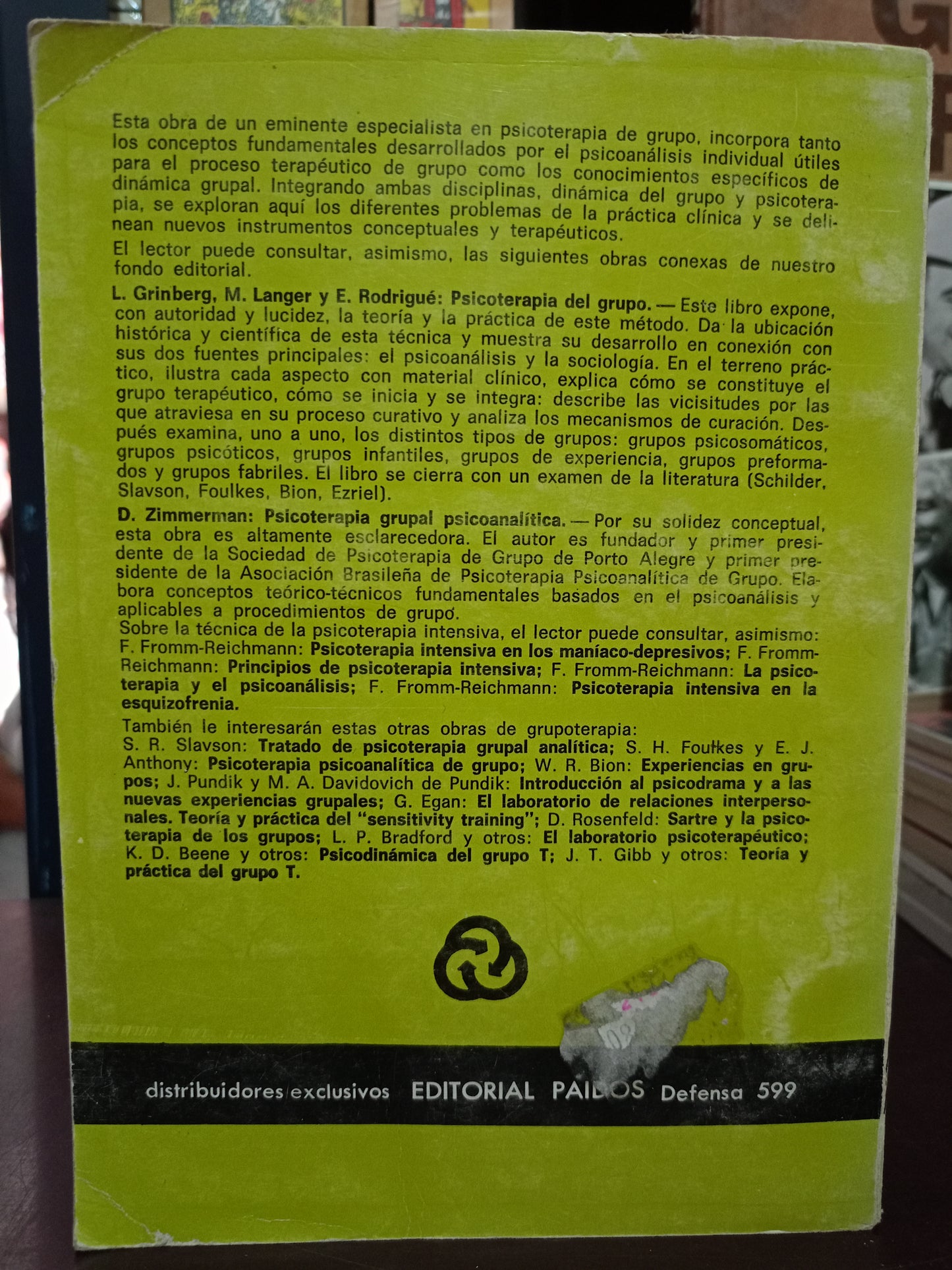 PSICOTERAPIA INTENSIVA DE GRUPO POR GEORGE R. BACH USADO PSICOLOGÍA LITERARIO 305