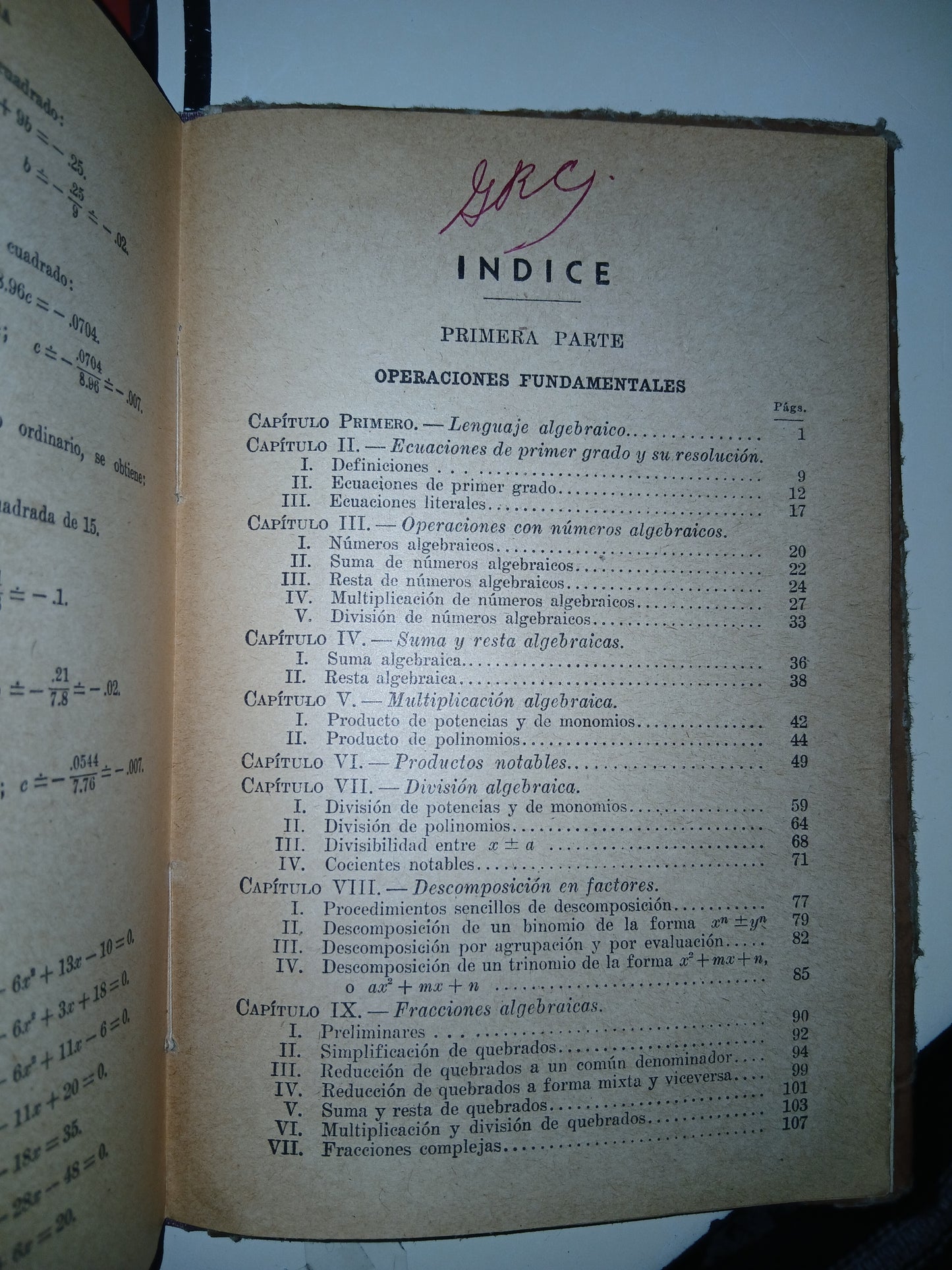 CURSO DE ÁLGEBRA POR AGUSTÍN ANFOSSI USADO MATEMÁTICAS LITERARIO 207
