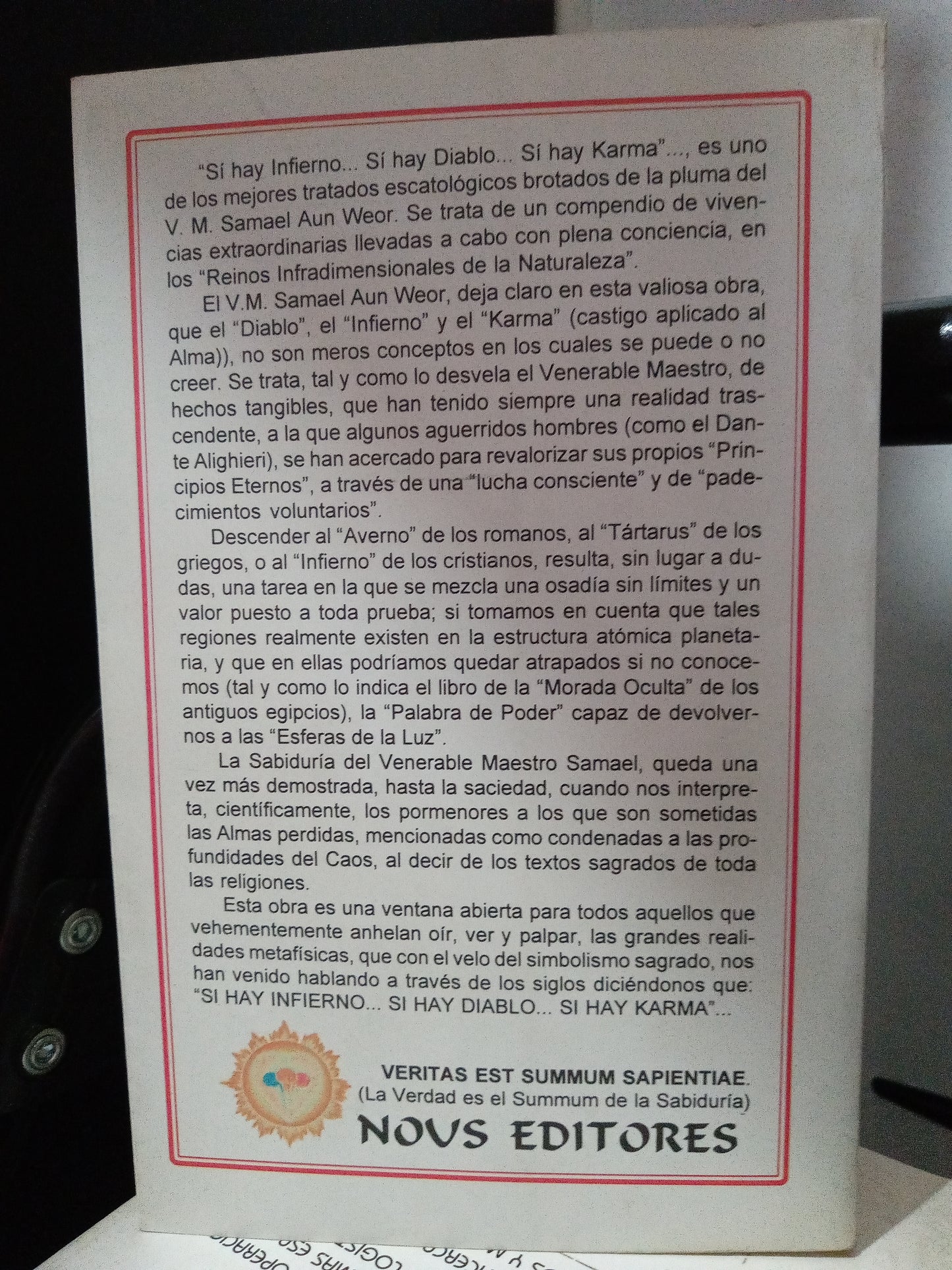 SI HAY INFIERNO SI HAY DIABLO SI HAY KARMA SAMAEL AUN WEOR USADO NOVELA LITERARIO 305