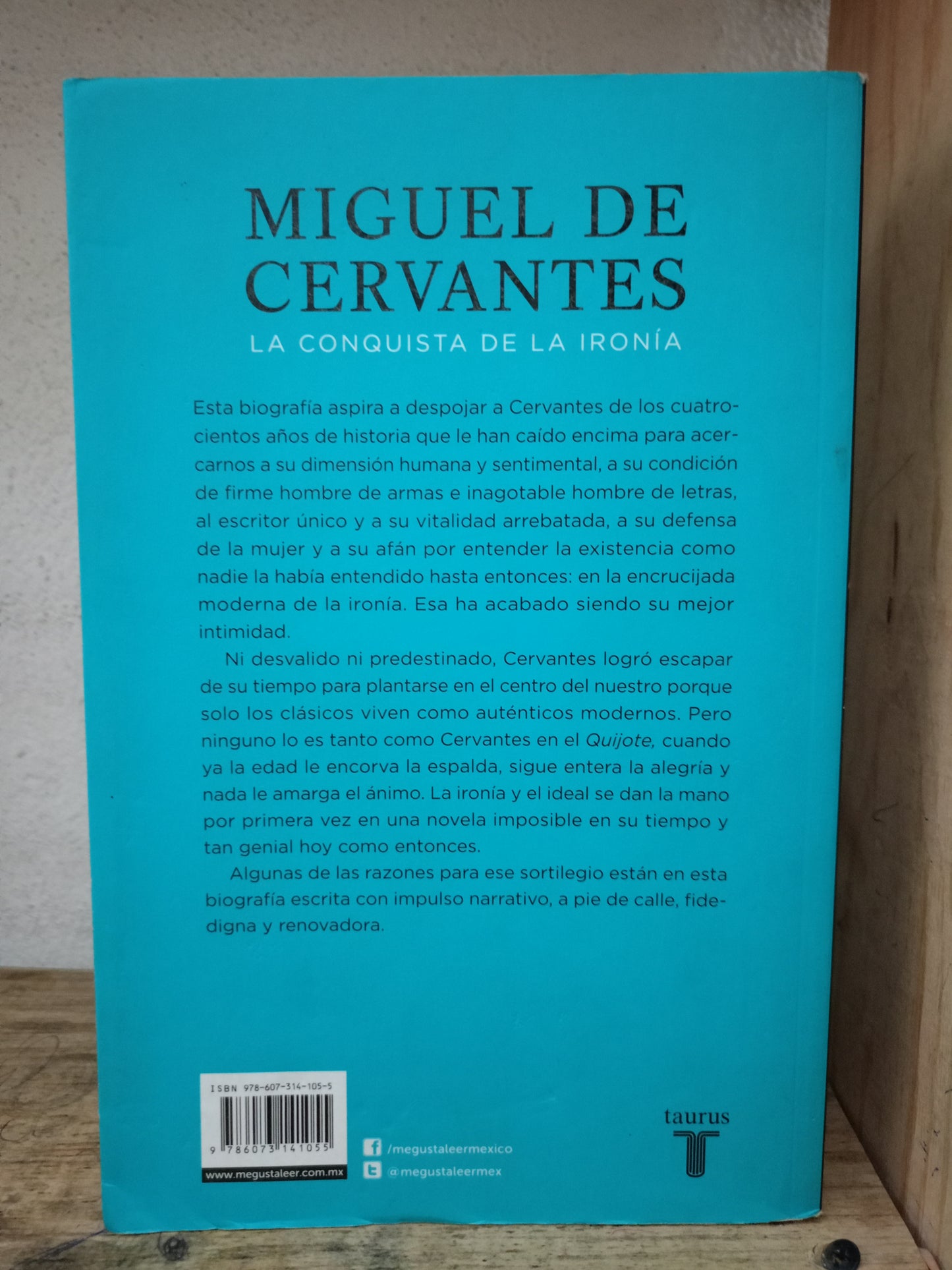 MIGUEL DE CERVANTES LA CONQUISTA DE LA IRONÍA POR JORDI GRACIA USADO NOVELA LITERARIO 305