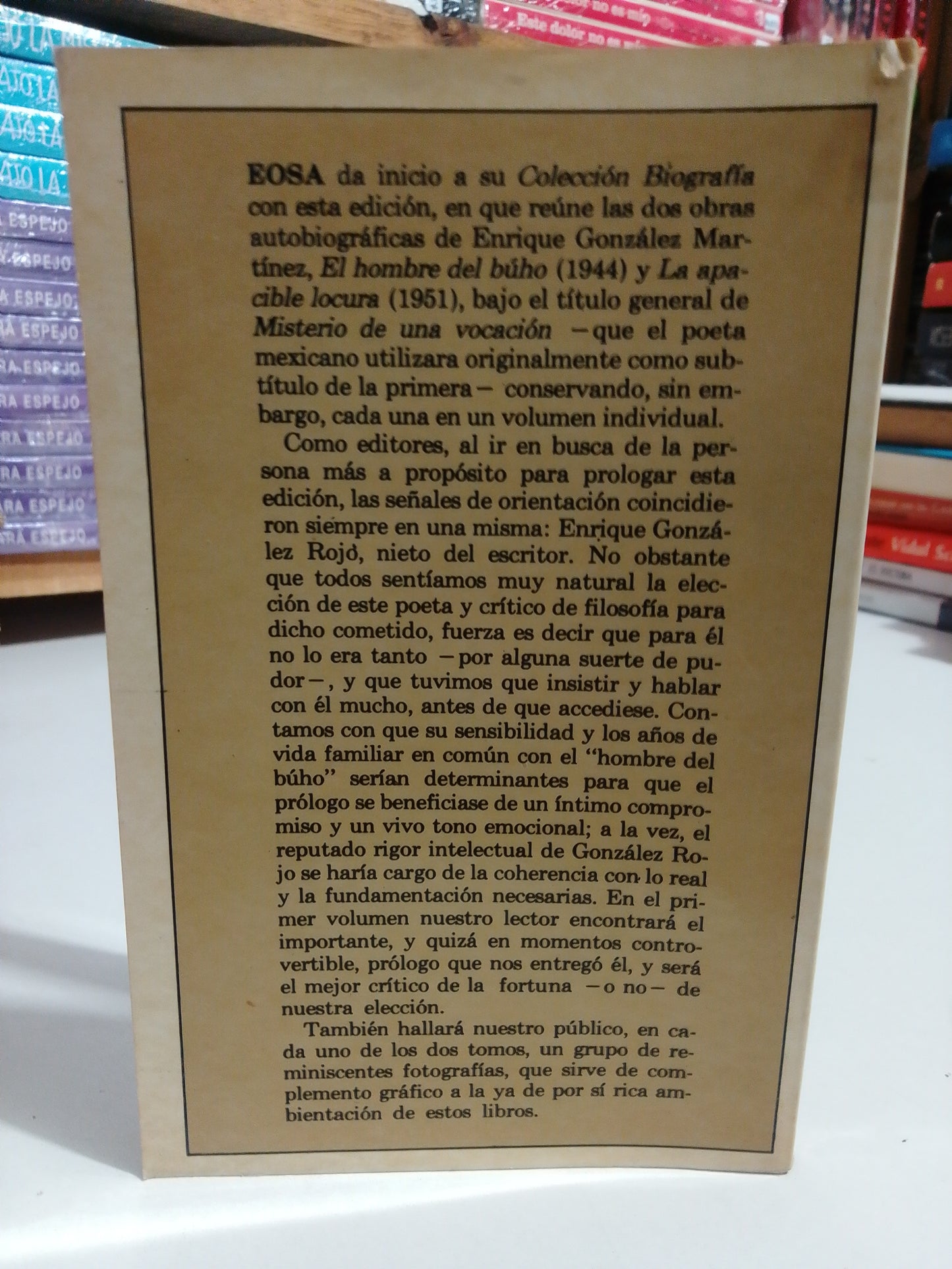 MISTERIO DE UNA VOCACION EL HOMBRE BUHO POR ENRIQUE GONZÁLEZ MARTINEZ USADO NOVELAS JUAREZ