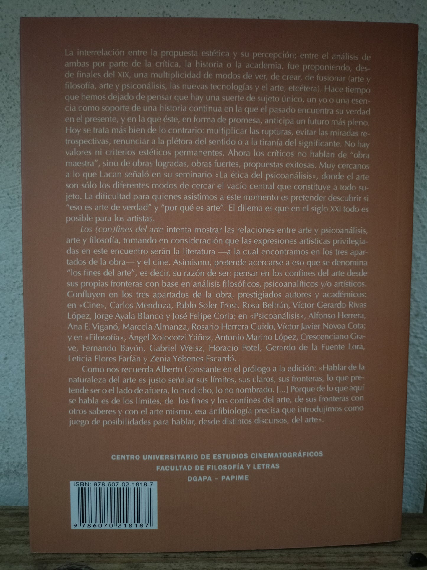 LOS CON(FINES) DEL ARTE REFLEXIONES DESDE EL CINE, EL PSICOANÁLISIS Y LA FILOSOFÍA POR ARMANDO CASAS, ALBERTO CONSTANTE Y LETICIA FLORES FARFÁN USADO ARTE LITERARIO 305