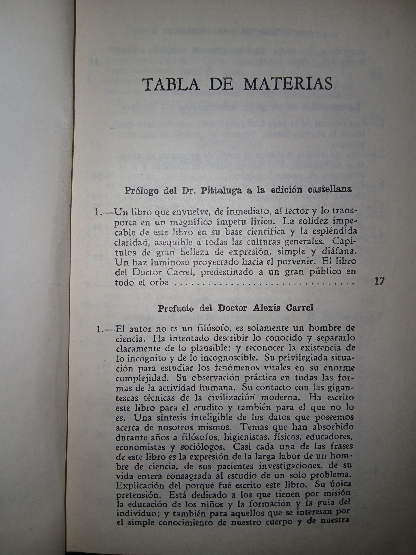 LA INCÓGNITA DEL HOMBRE POR ALEXIS CARREL USADO CIENCIA LITERARIO 207