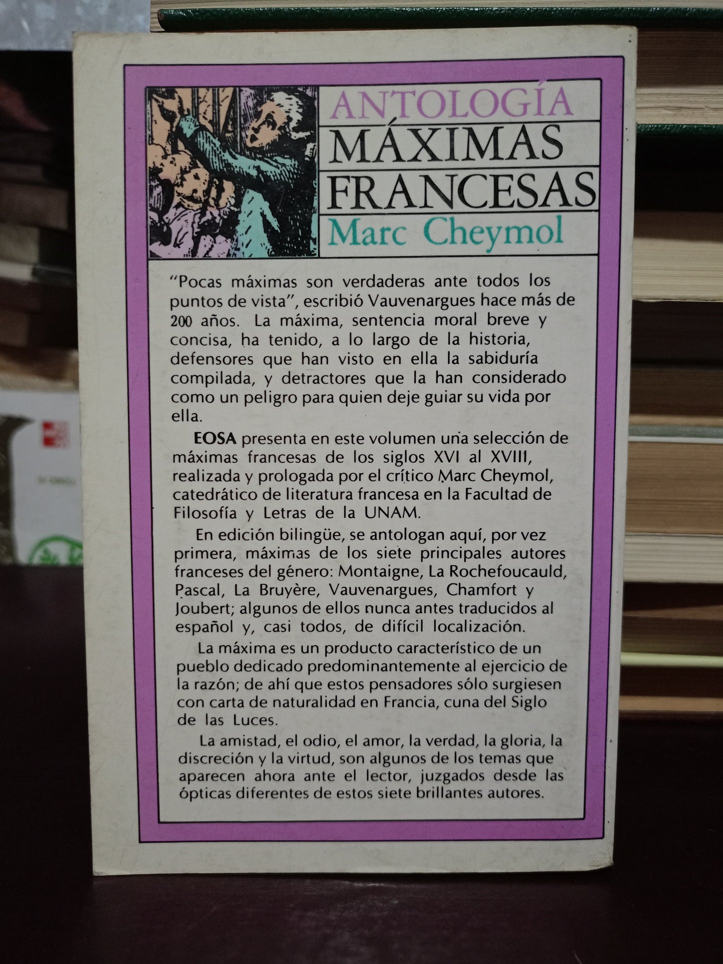 ANTOLOGÍA MÁXIMAS FRANCESAS POR MARC CHEYMOL USADO NOVELA LITERARIO 305