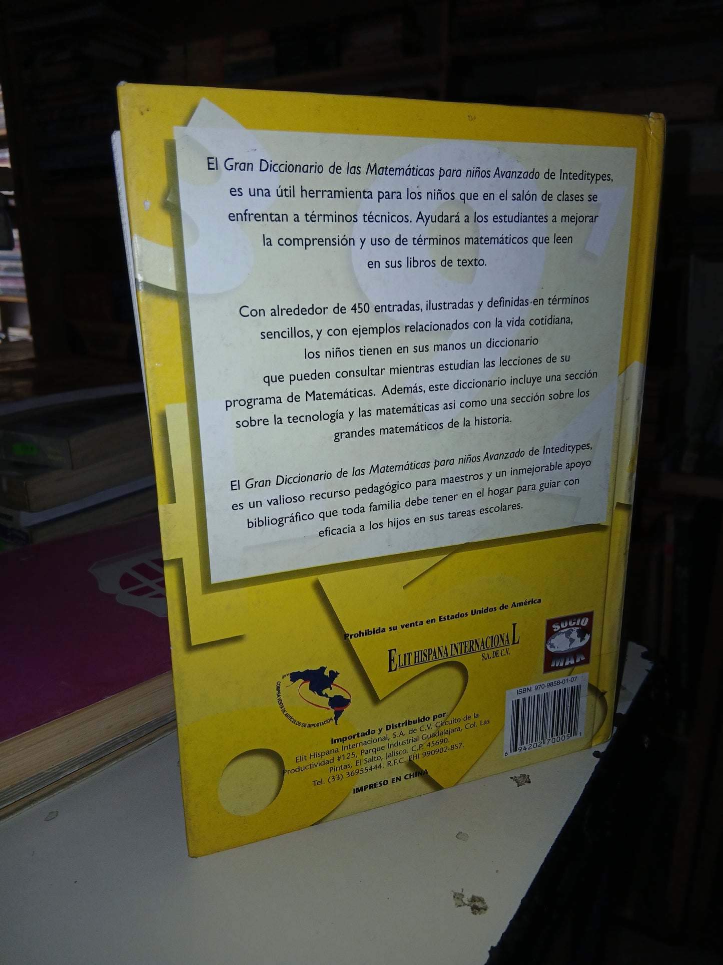 EL GRAN DICCIONARIO DE LAS MATEMÁTICAS PARA NIÑOS, AVANZADO (VARIOS EDITORES) USADO MATEMÁTICAS LITERARIO 207