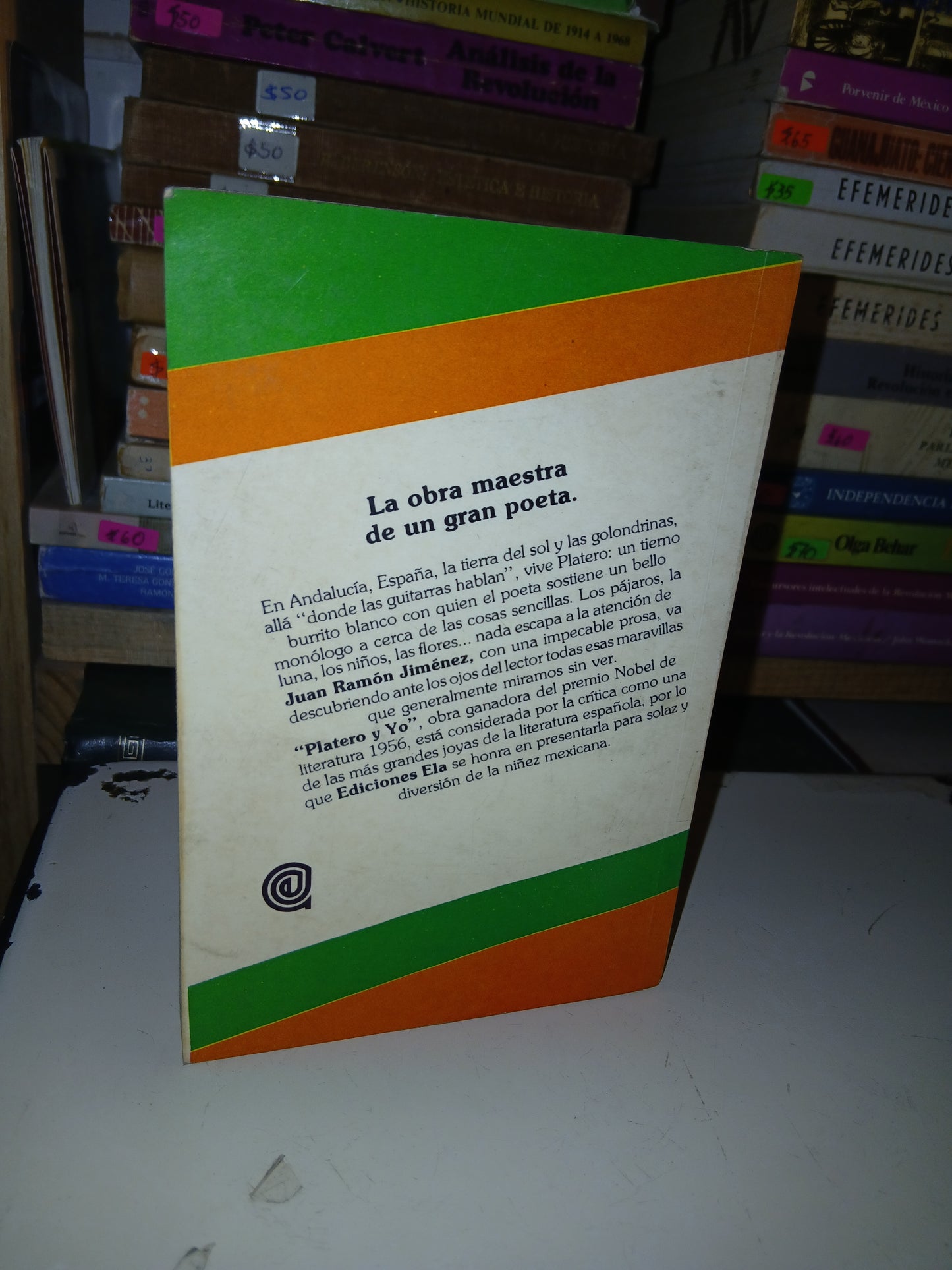 PLATERO Y YO POR JUAN RAMÓN JIMÉNEZ USADO NOVELA LITERARIO 207