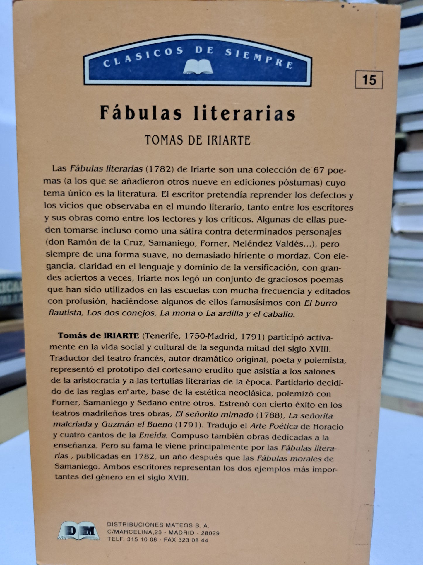 FÁBULAS LITERARIAS TOMAS DE IRIARTE USADO NOVELA JUÁREZ