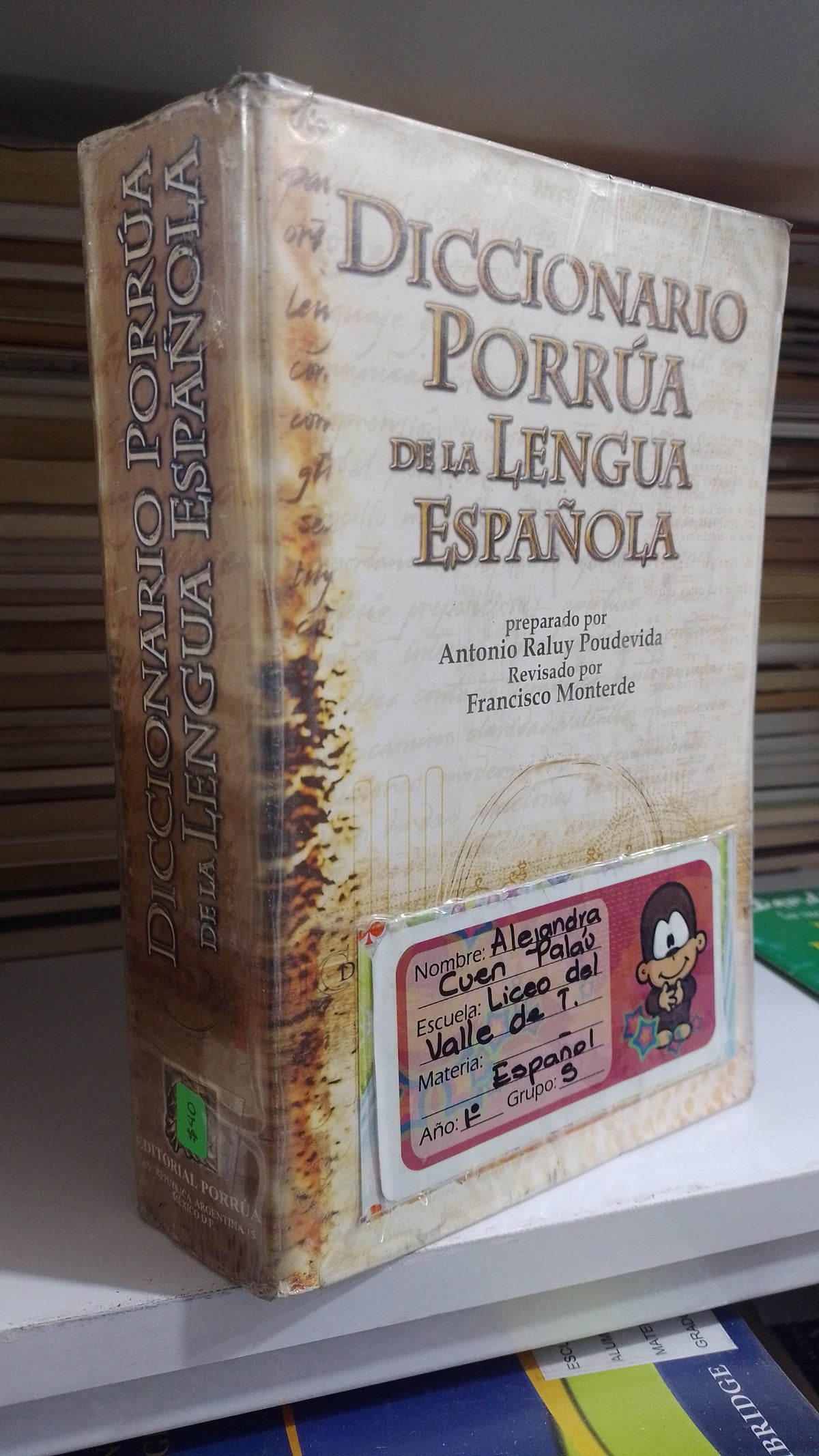 DICCIONARIO PORRUA DE LA LENGUA ESPAÑOLA POR ANTONIO RALUY POUDEVIDA USADO EDUCACION JUAREZ 507