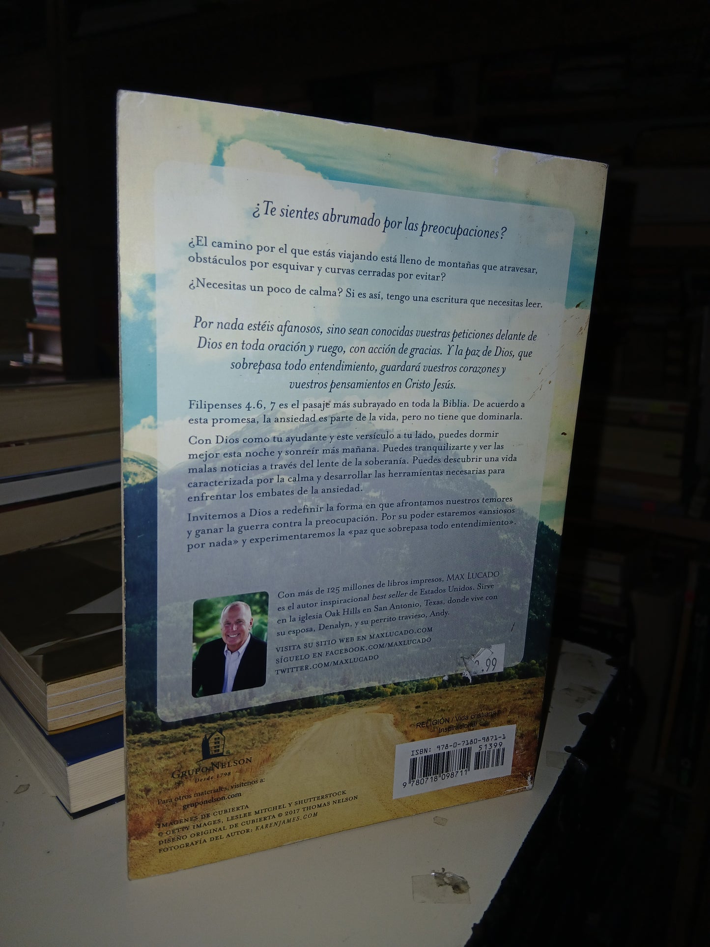 ANSIOSOS POR NADA POR MAX LUCADO USADO SUPERACIÓN PERSONAL LITERARIO 207