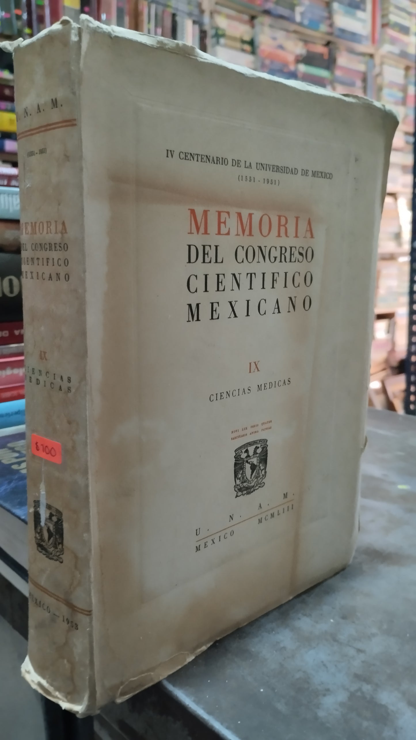 MEMORIA DEL CONGRESO CIENTIFICO MEXICANO IX LIBRO USADO SALUD ALDAMA