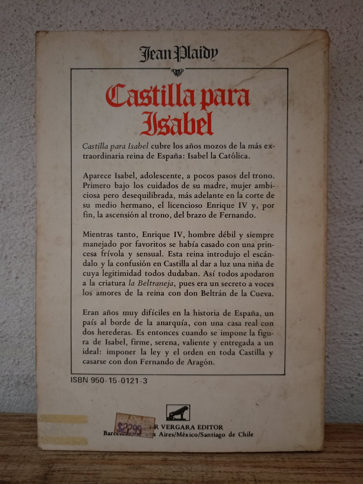 CASTILLA PARA ISABEL POR JUAN PLADY USADO NOVELA LITERARIO 305