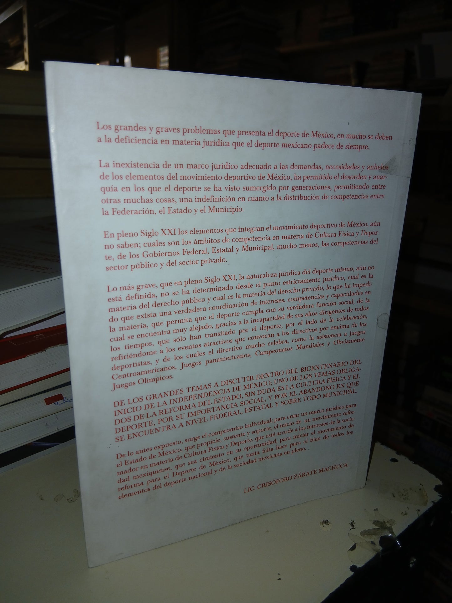 ESTUDIOS DE DERECHO DEL DEPORTE (TOMO II) POR CRISÓFORO ZÁRATE MACHUCA USADO DERECHO LITERARIO 207