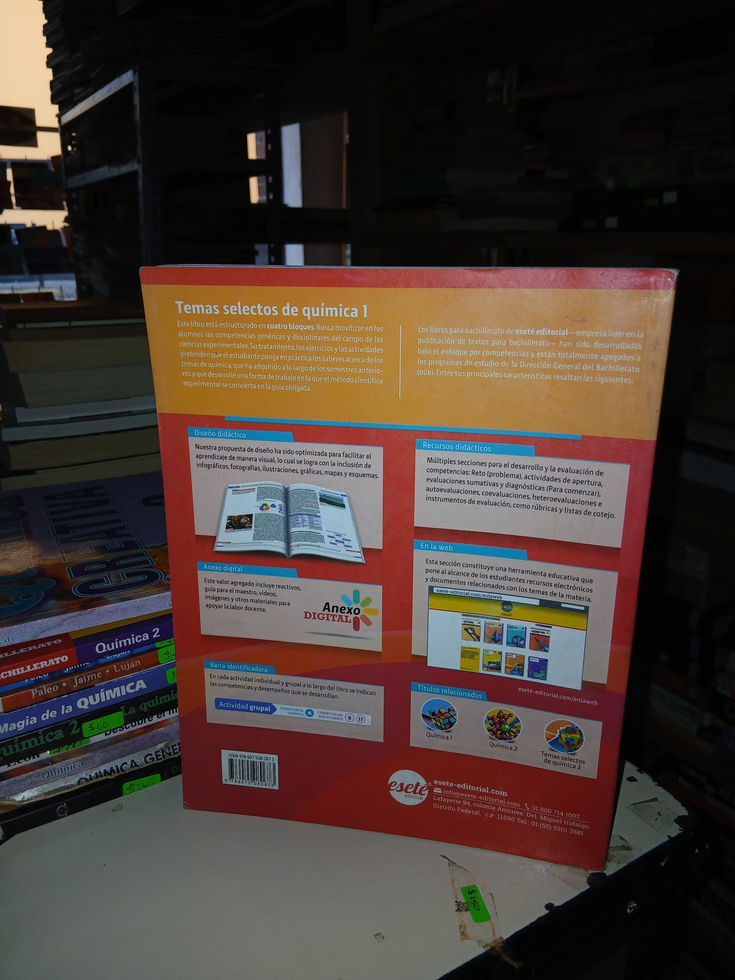 TEMAS SELECTOS DE QUÍMICA 1 (BACHILLERATO) POR VÍCTOR MANUEL MORA GONZÁLEZ USADO QUÍMICA LITERARIO 207