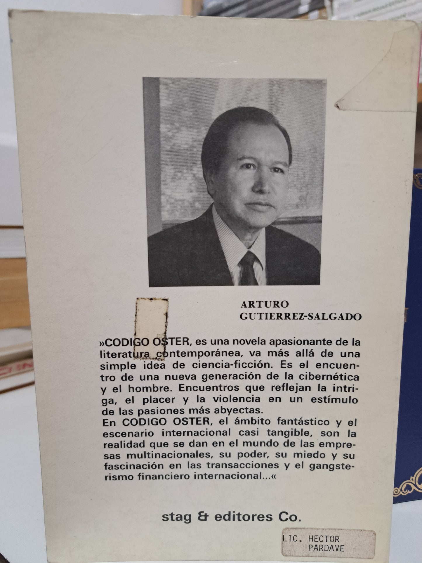 CÓDIGO OSTER ARTURO GUTIERREZ-SALGADO USADO NOVELA JUÁREZ