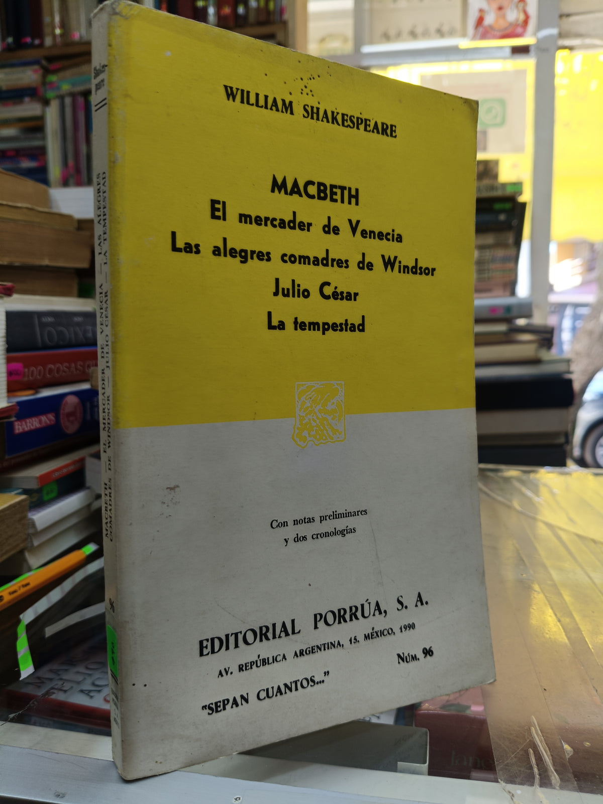 MACBETH, EL MERCADER DE VENECIA, LAS ALEGRES COMADRES DE WINDSOR, JULIO CESAR, LA TEMPESTAD POR WILLIAM SHAKESPEARE USADO NOVELA JUAREZ 507