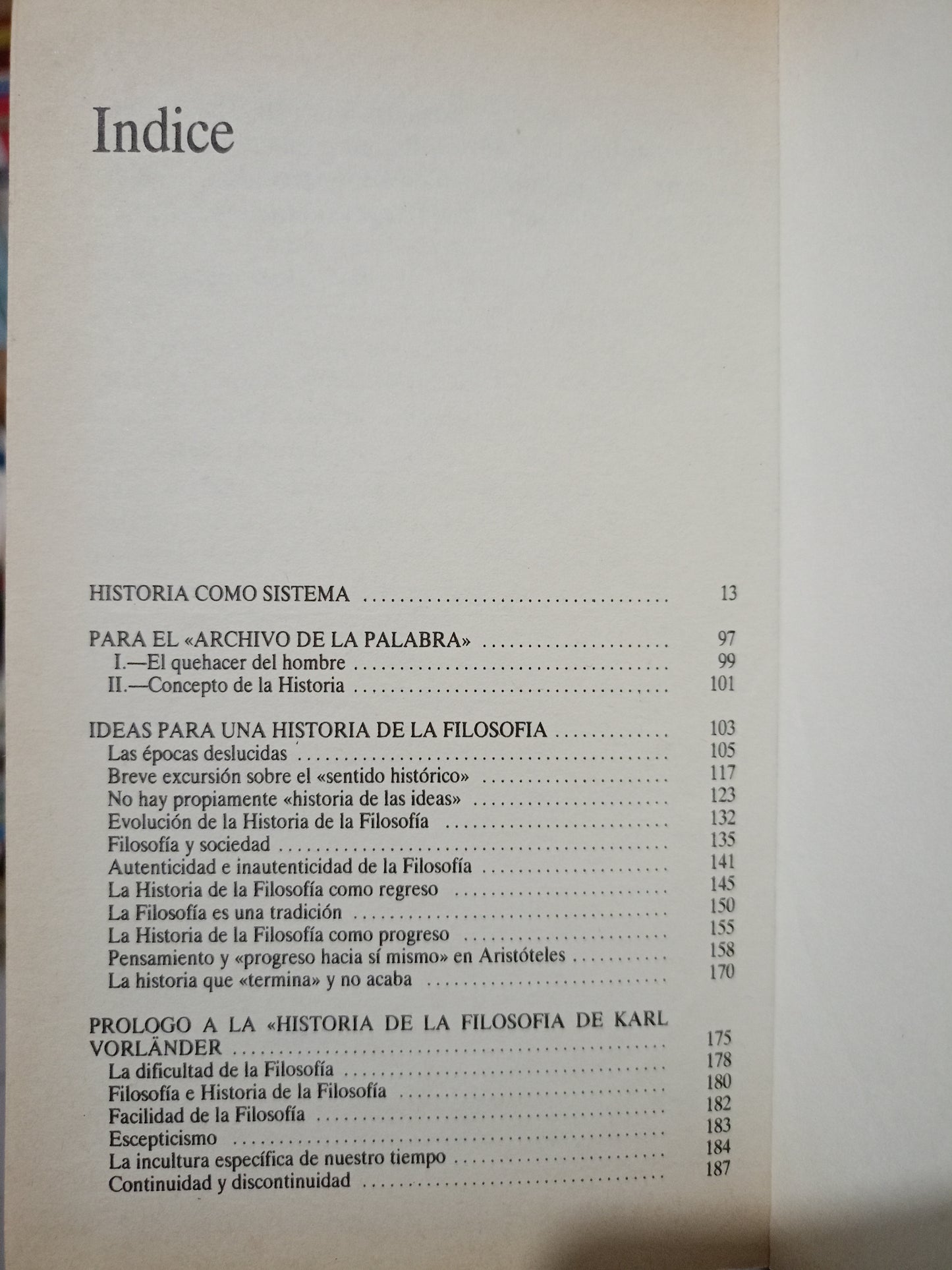 HISTORIA COMO SISTEMA POR JOSÉ ORTEGA Y GASSET USADO NOVELA LITERARIO 305