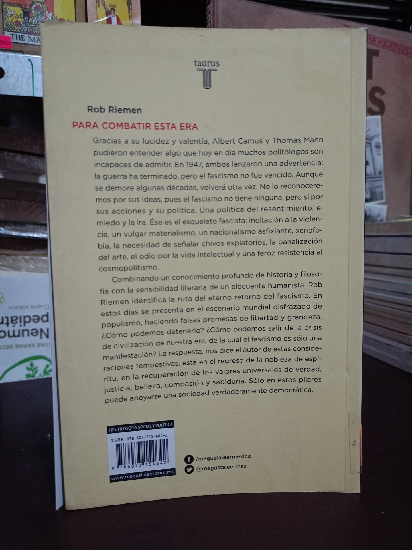 PARA COMBATIR ESTA ERA POR ROB RIEMEN USADO SUPERACIÓN PERSONAL LITERARIO 305