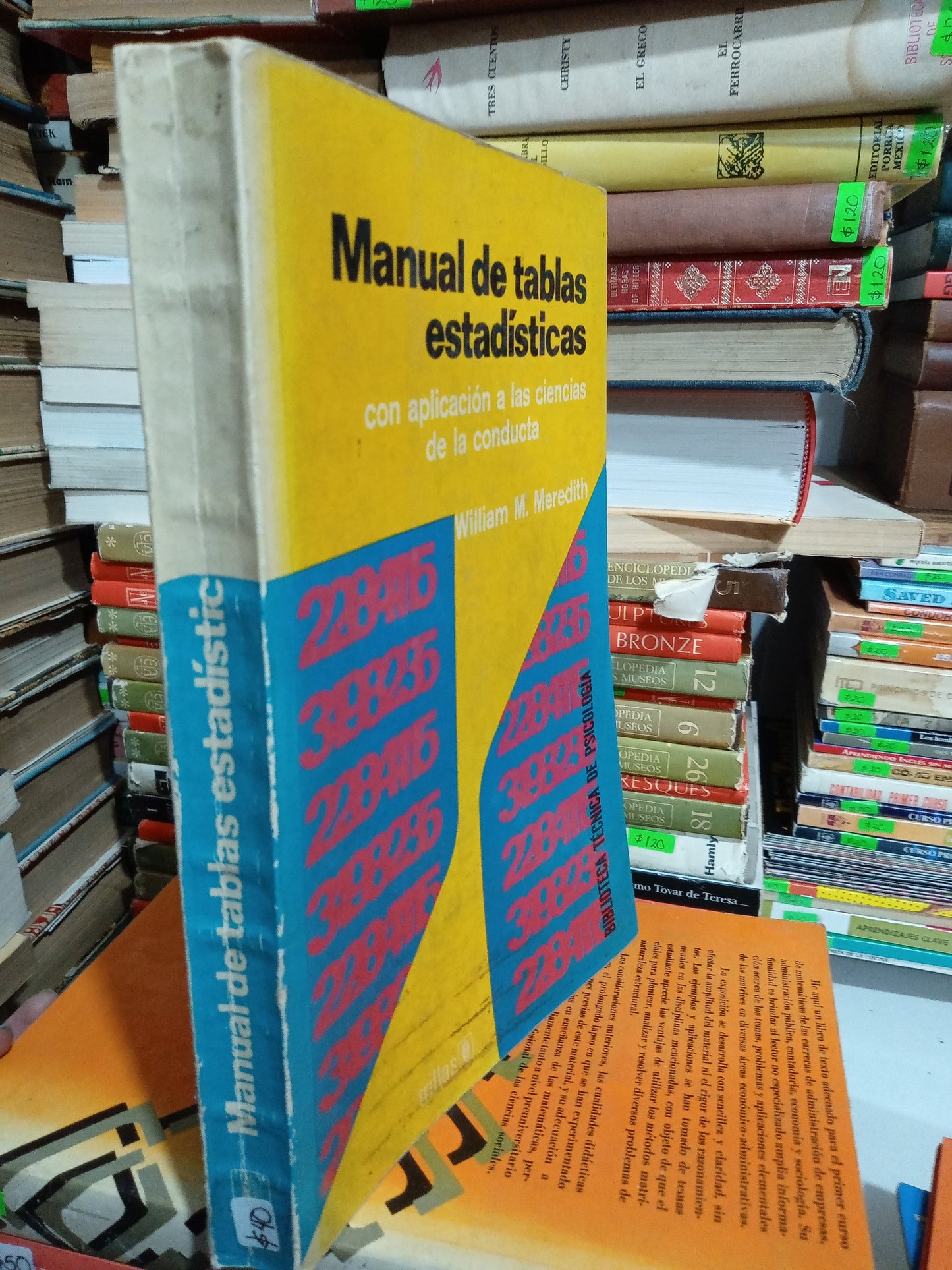 MANUAL DE TABLAS ESTADISTICAS POR WILLIAM M MEREDITH USADO MATEMÁTICAS JUÁREZ