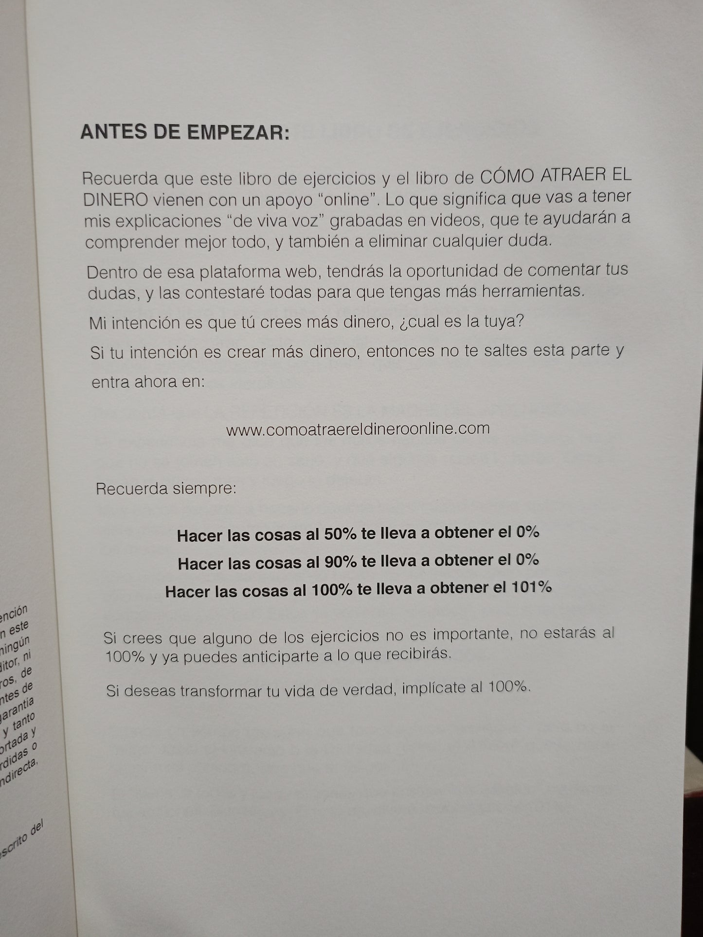 LIBRO DE EJERCICIOS DE CÓMO ATRAER EL DINERO POR LAÍN GARCÍA CALVO USADO SUPERACIÓN PERSONAL LITERARIO 305