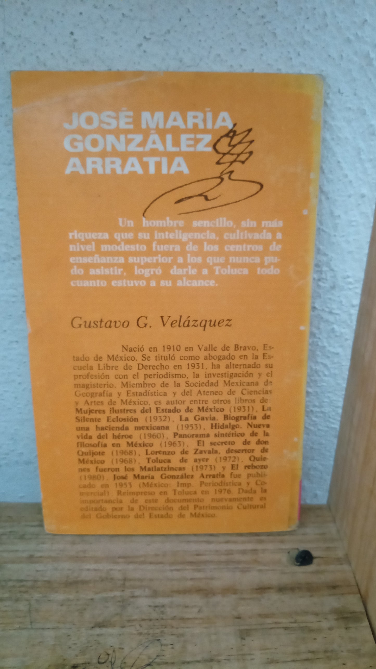 JOSE MARIA GONZALEZ ARRATIA POR GUSTAVO G. VELAZQUEZ USADO HISTORIA LITERARIO 305