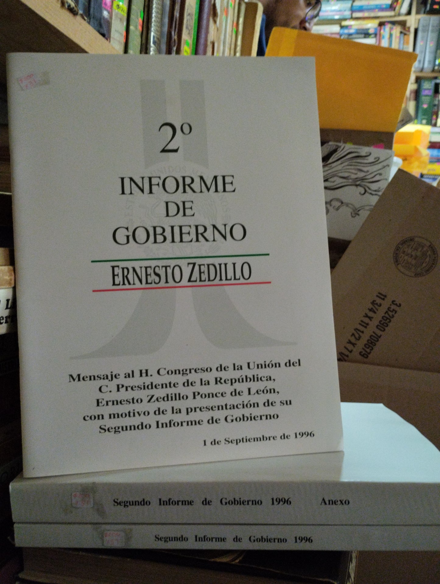 2DO INFORME DE GOBIERNO POR ERNESTO ZEDILLO USADO HISTORIA ALDAMA 3 PIEZAS X $200