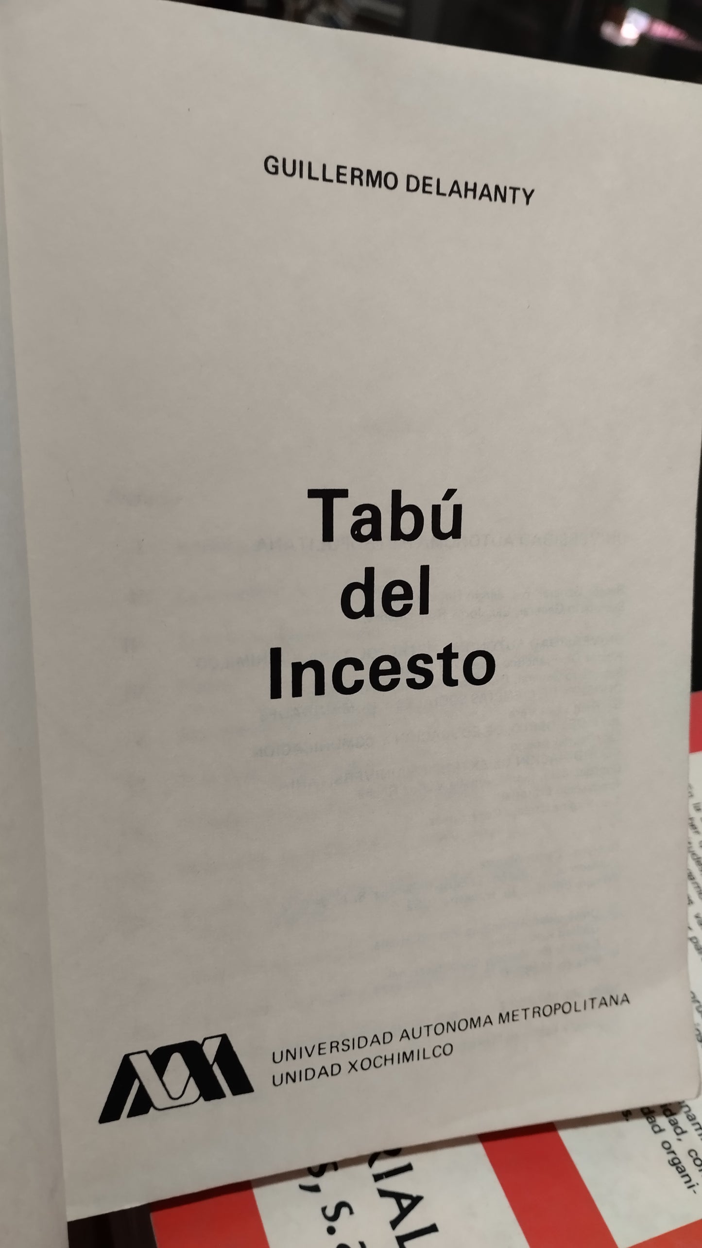 TABU DEL INCESTO POR GUILLERMO DELAHANTY LIBRO USADO PSICOLOGÍA ALDAMA