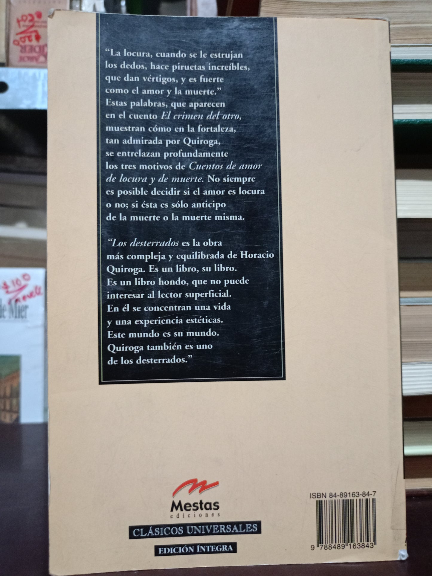 CUENTOS DE AMOR DE LOCURA Y DE MUERTE HORACIO QUIROGA USADO NOVELA LITERARIO 305