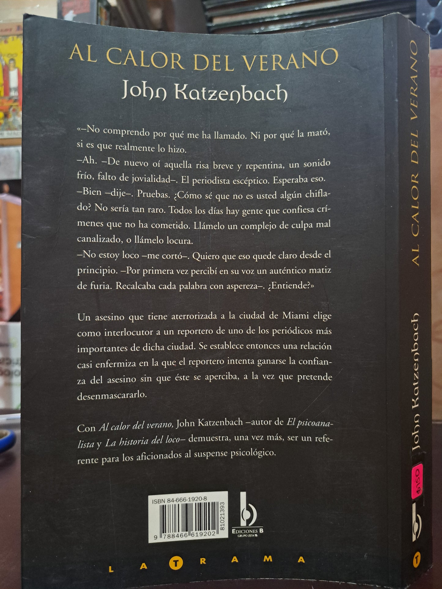 AL CALOR DEL VERANO JOHN KATZENBACH USADO NOVELA LITERARIO 305