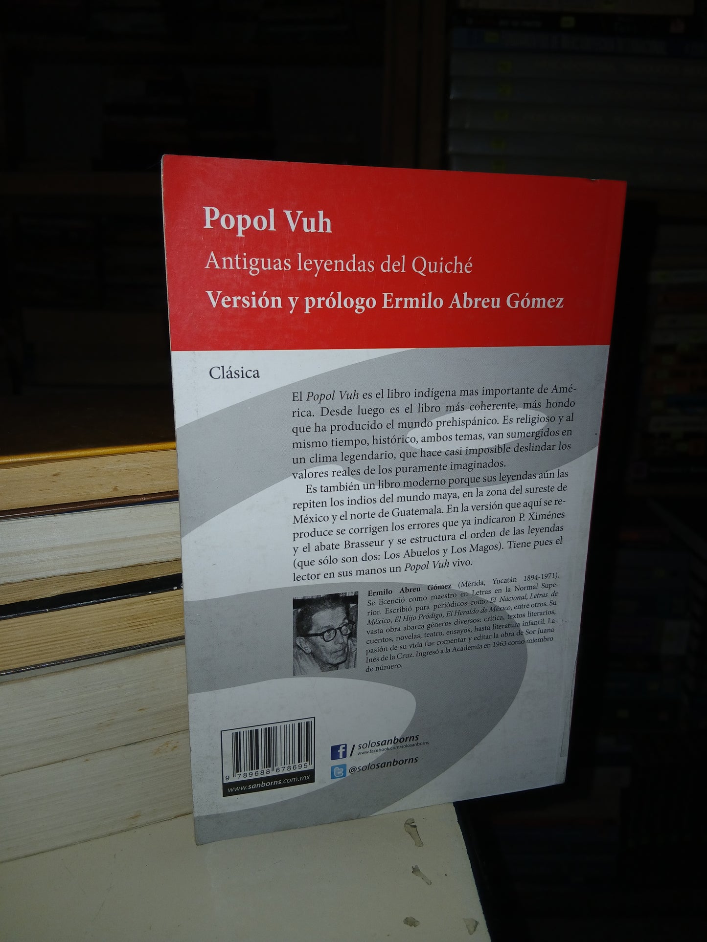 POPOL VUH ANTIGUAS LEYENDAS DEL QUICHÉ VERSIÓN Y PRÓLOGO DE HERMILO ABREU GÓMEZ USADO NOVELA LITERARIO 207