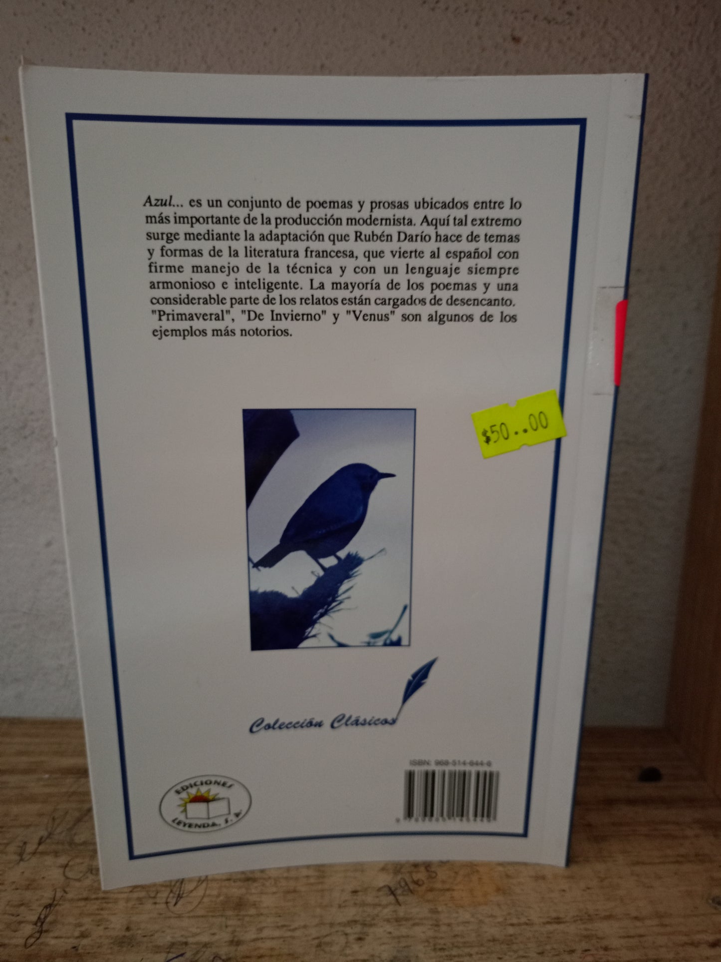 AZUL POR RUBÉN DARÍO USADO NOVELA LITERARIO 305