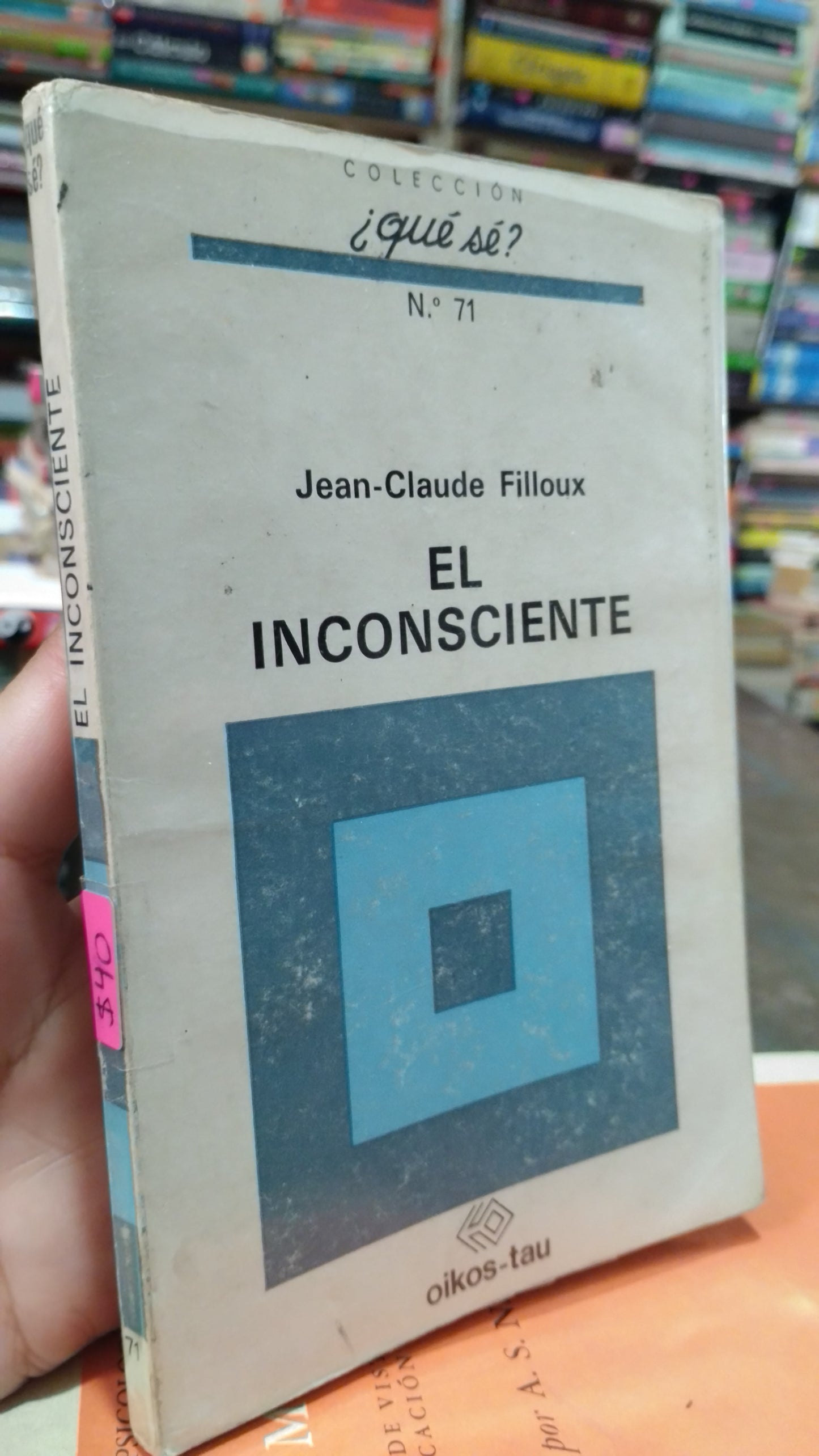 EL INCONSCIENTE POR JEAN CLAUDE FILLOUX LIBRO USADO PSICOLOGÍA ALDAMA
