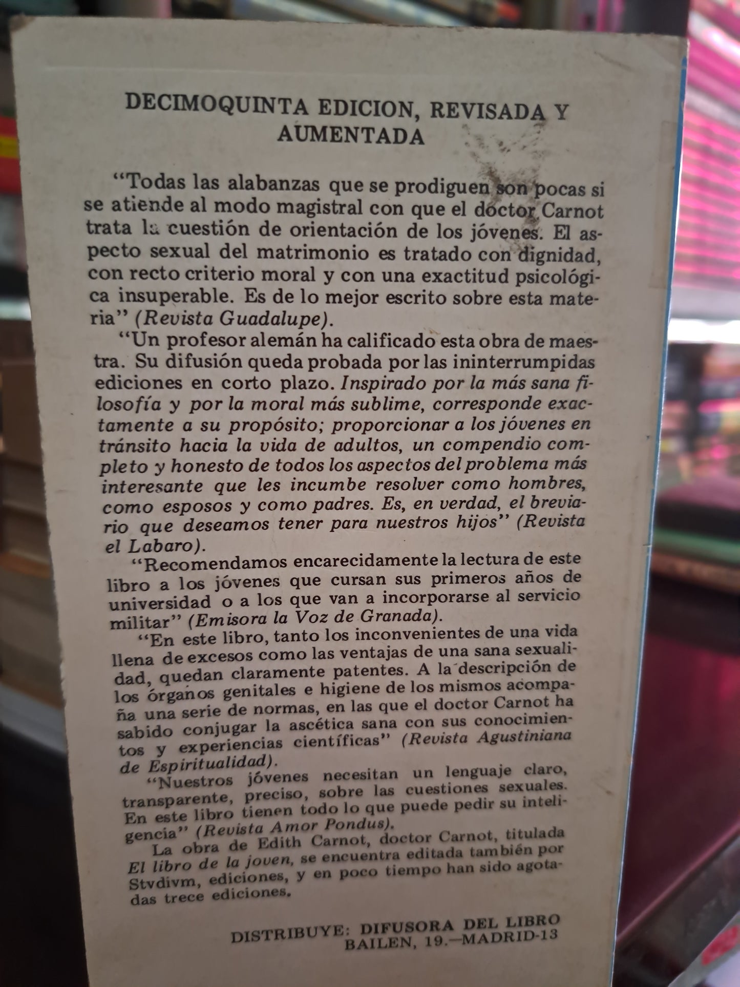 EL LIBRO DEL JOVEN DOCTOR CARNOT USADO PSICOLOGÍA LITERARIO 305