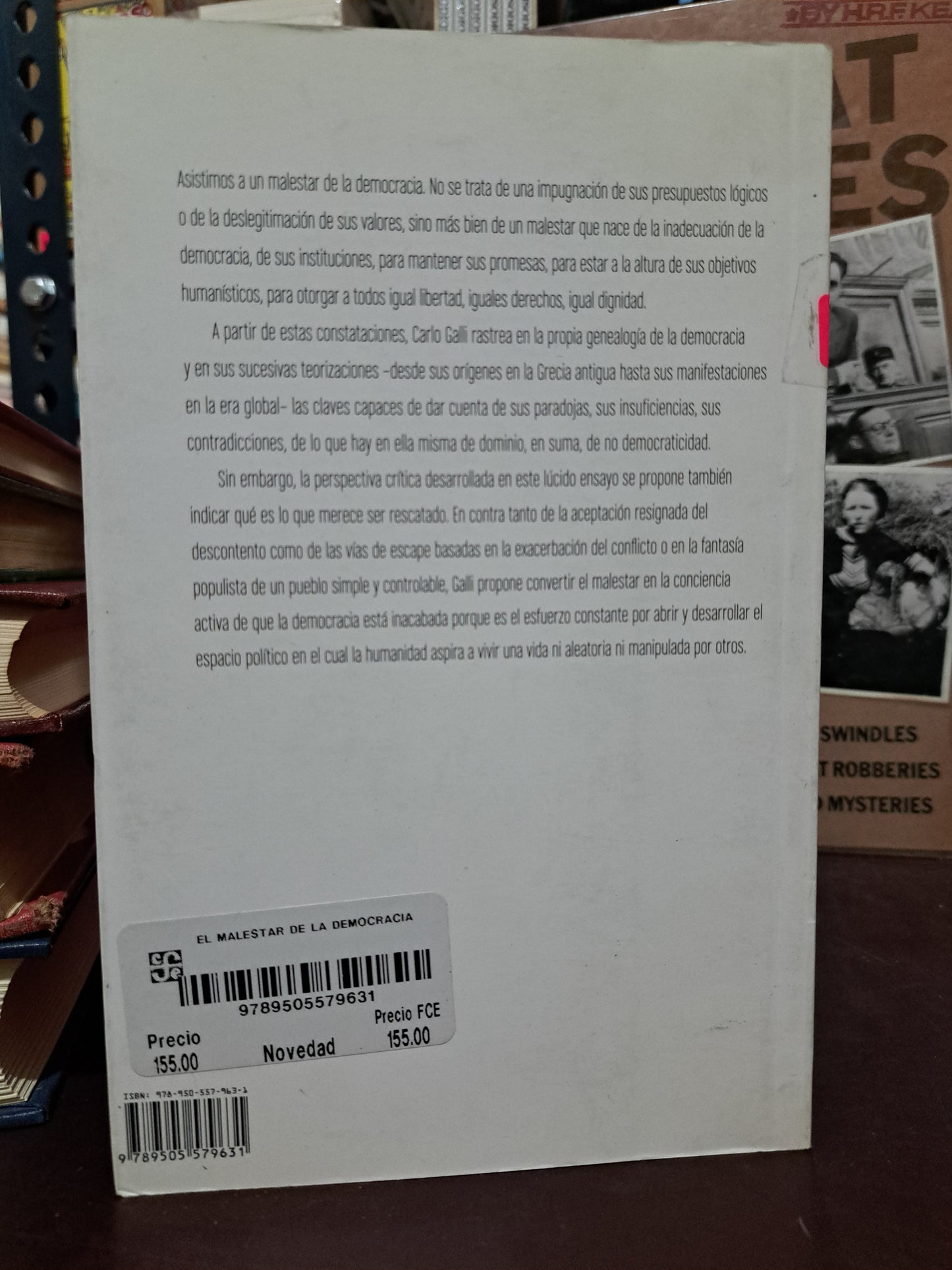 EL MALESTAR DE LA DEMOCRACIA CARLO GALLI USADO DERECHO LITERARIO 305