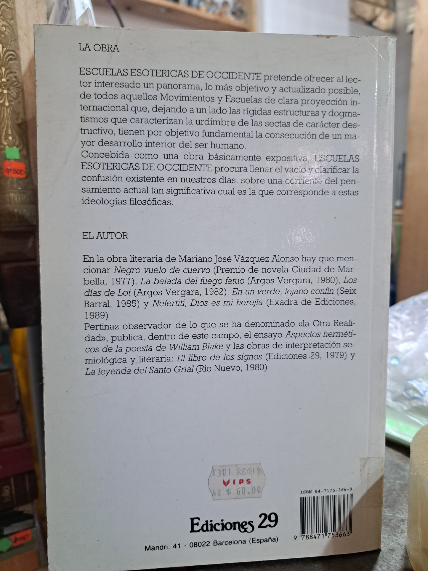 ESCUELAS ESOTERICAS DE OCCIDENTE MARIANO J VÁZQUEZ ALONSO USADO ANTIGUO ALDAMA