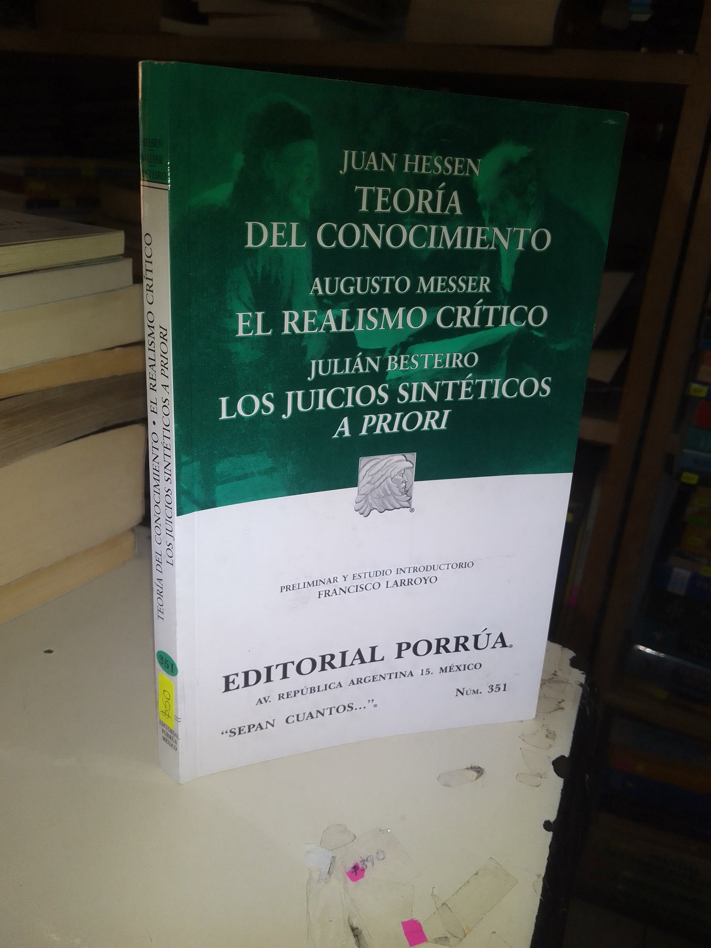 TEORIA DEL CONOCIMIENTO POR JUAN HESSEN, EL REALISMO CRÍTICO POR AUGUSTO MESSER, LOS JUICIOS SINTETICOS A PRIORI POR JULIAN BESTEIRO USADO SOCIOLOGÍA LITERARIO 207