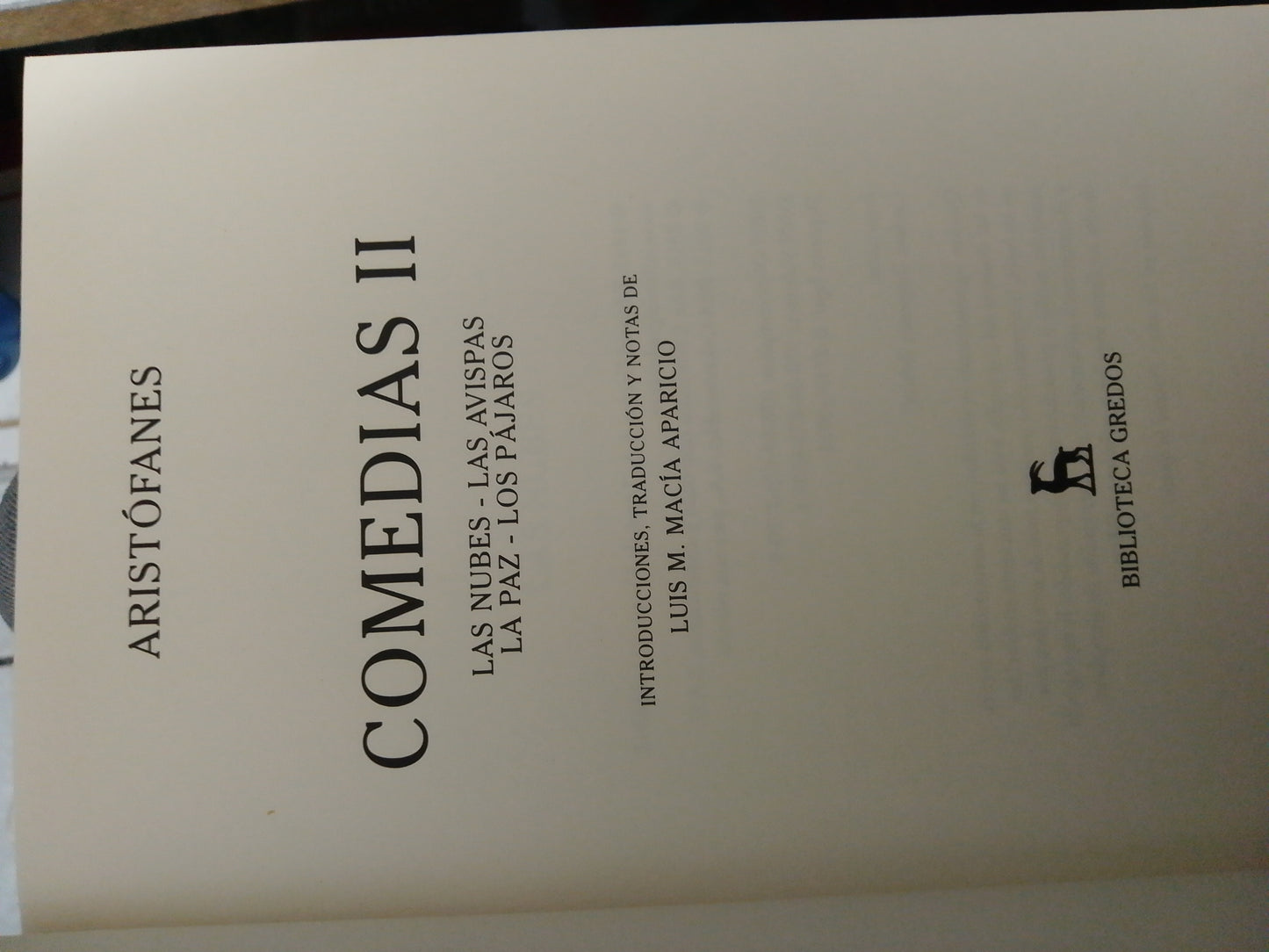 COMEDIAS II ARISTOFANES USADO NOVELA JUAREZ