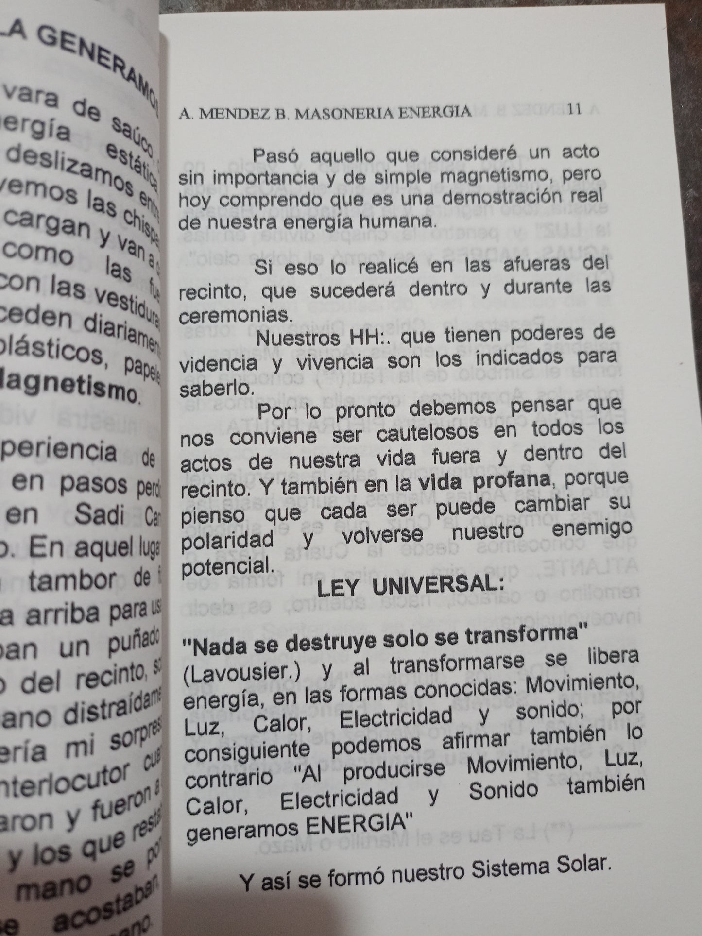 MASONERÍA ENERGÍA DESARROLLADA POR ARTURO MÉNDEZ B. USADO MASONERÍA ALDAMA
