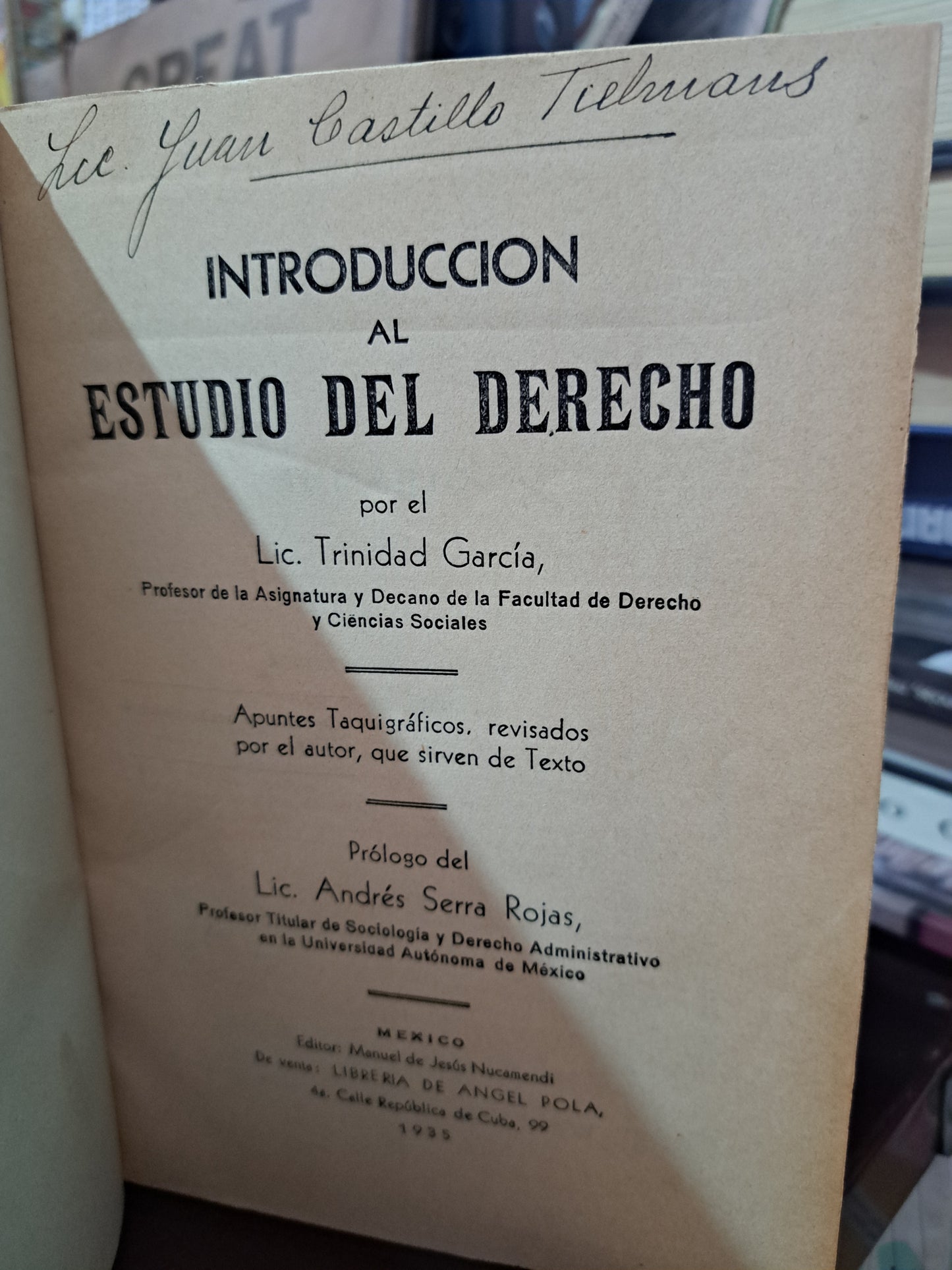 INTRODUCCIÓN AL ESTUDIO DEL DERECHO TRINIDAD GARCÍA USADO DERECHO LITERARIO 305