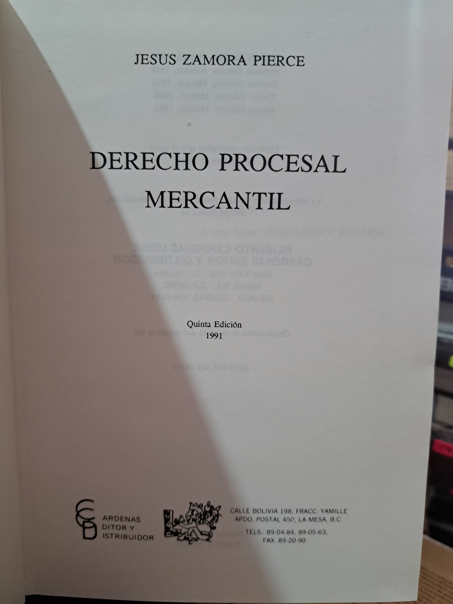 DERECHO PROCESAL MERCANTIL JESÚS ZAMORA PIERCE USADO DERECHO LITERARIO 305