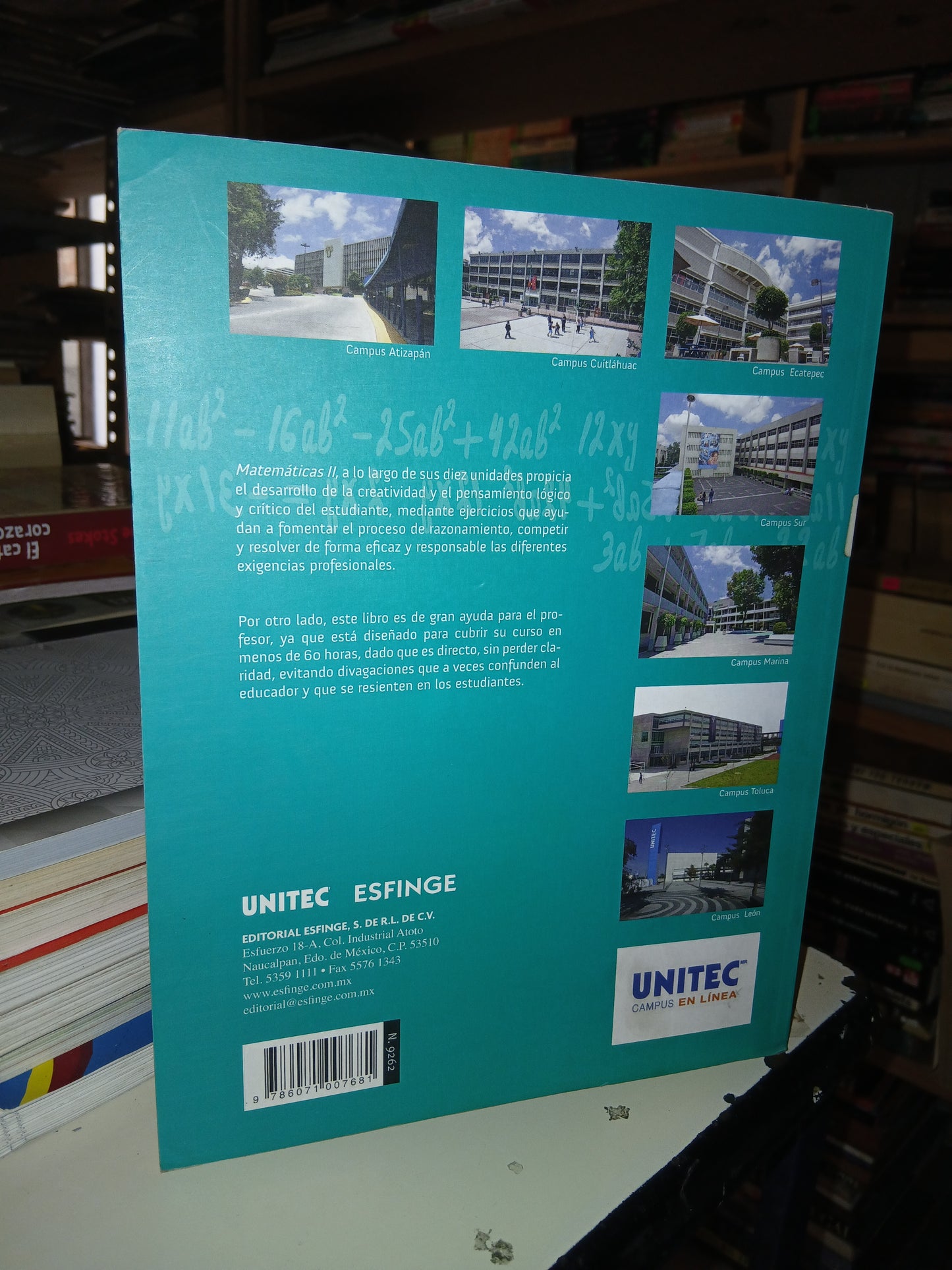 MATEMÁTICAS II UNITEC POR JULIO ENRIQUE GONZÁLEZ-GALLEGO USADO MATEMÁTICAS LITERARIO 207