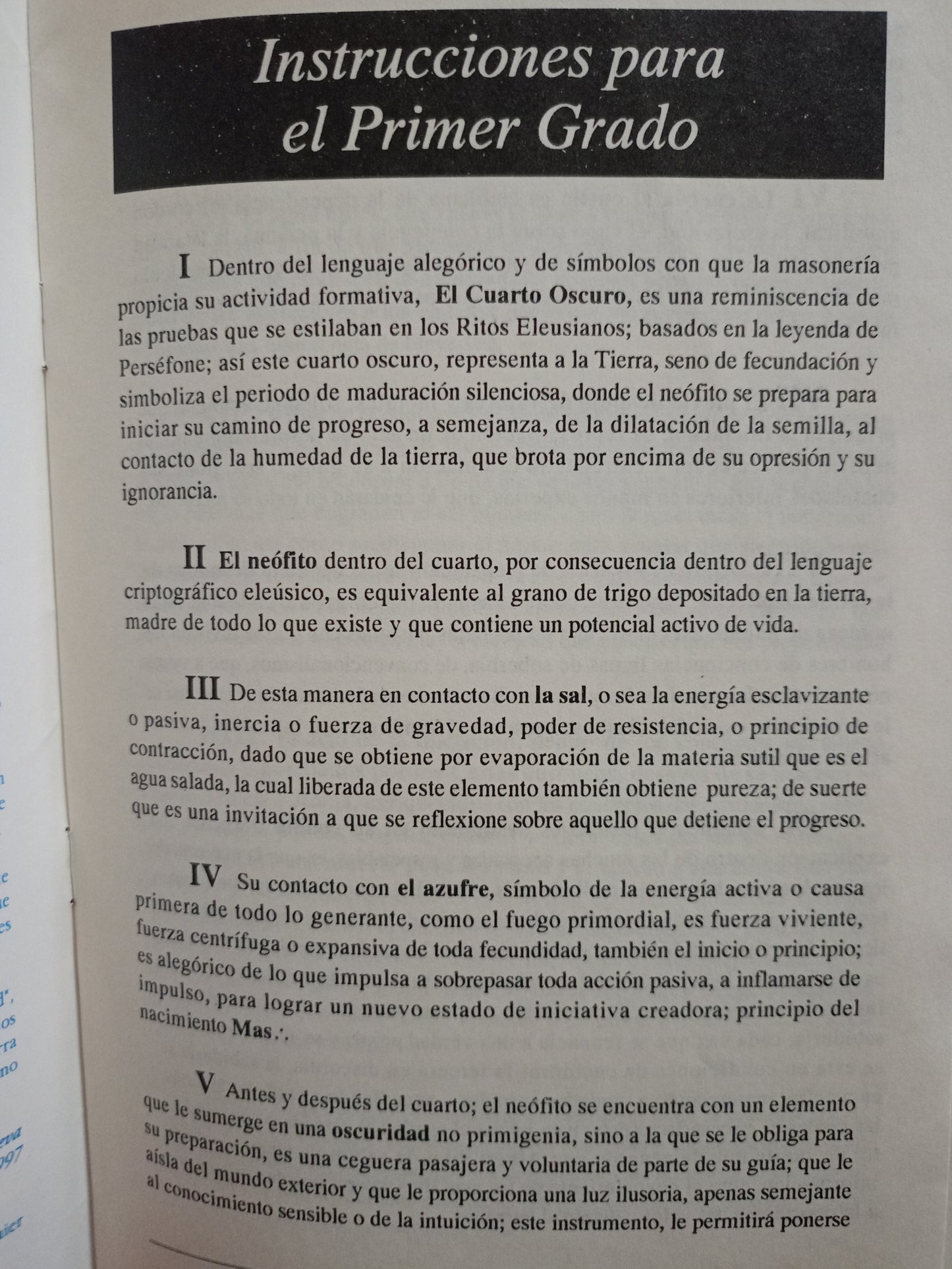MANUAL DE INSTRUCCIÓN PARA EL PRIMER GRADO POR INDALECIO SÁNCHEZ CORTÉS USADO MASONERÍA ALDAMA