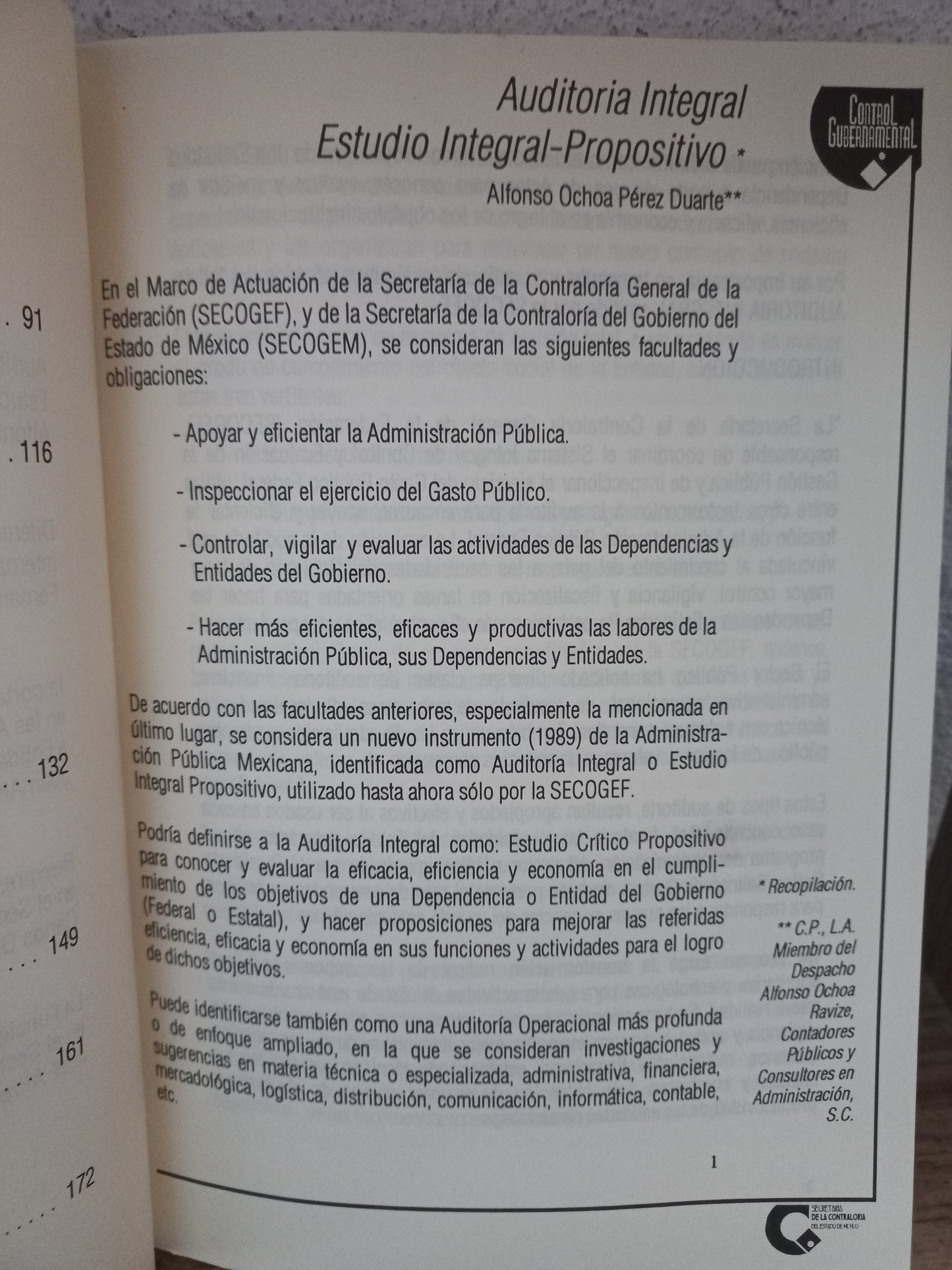 CONTROL GUBERNAMENTAL NO. 3 USADO HISTORIA LITERARIO 305