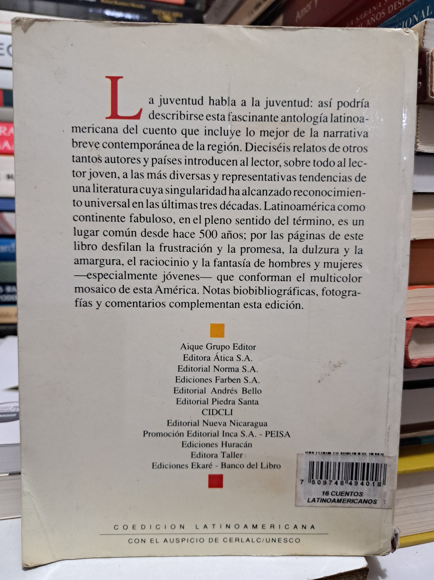 16 CUENTOS LATINOAMERICANOS ANTOLOGÍA PARA JÓVENES USADO NOVELA JUÁREZ