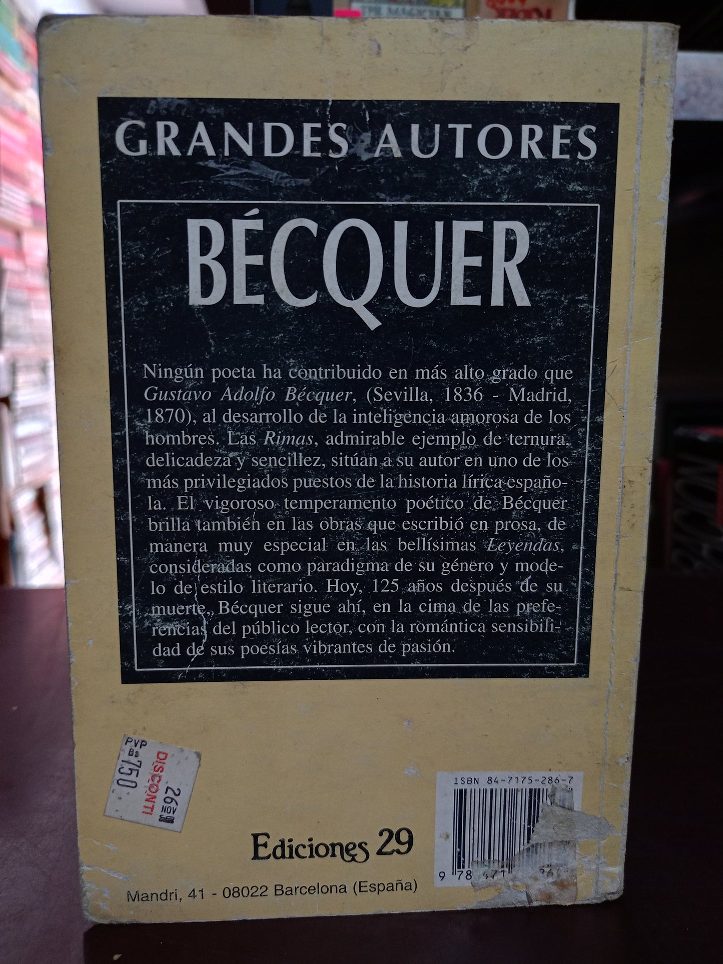 RIMAS Y LEYENDAS POR GUSTAVO ADOLFO BÉCQUER USADO POESIA LITERARIO 305